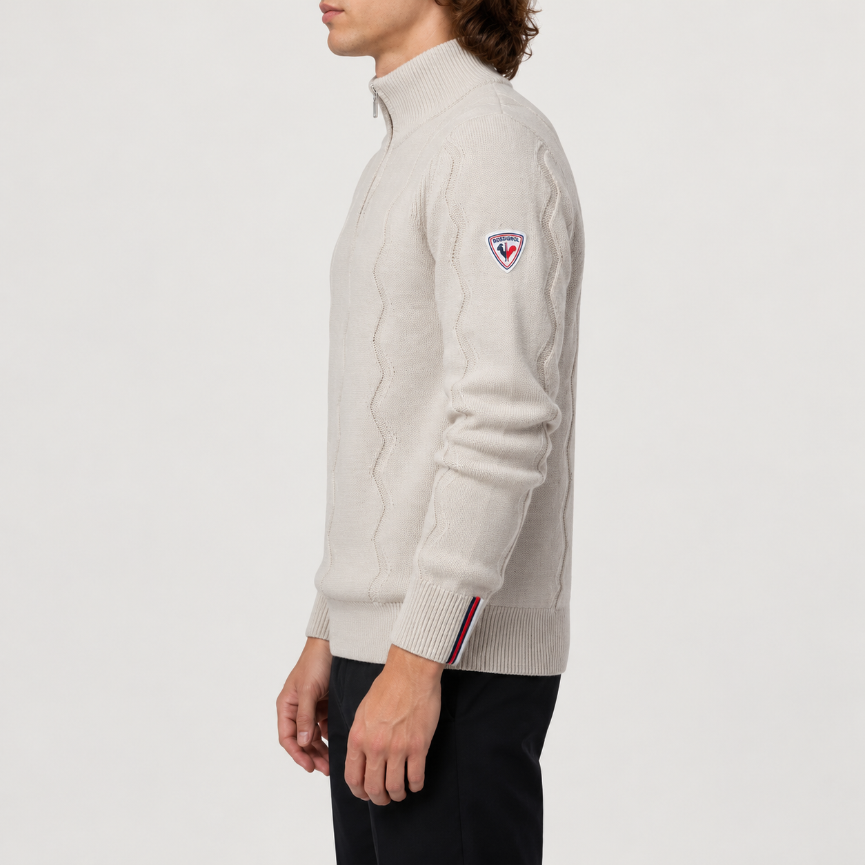 Rossignol Corbyr Half Zip Sweater in SILVER CLOUD — 05 model side view