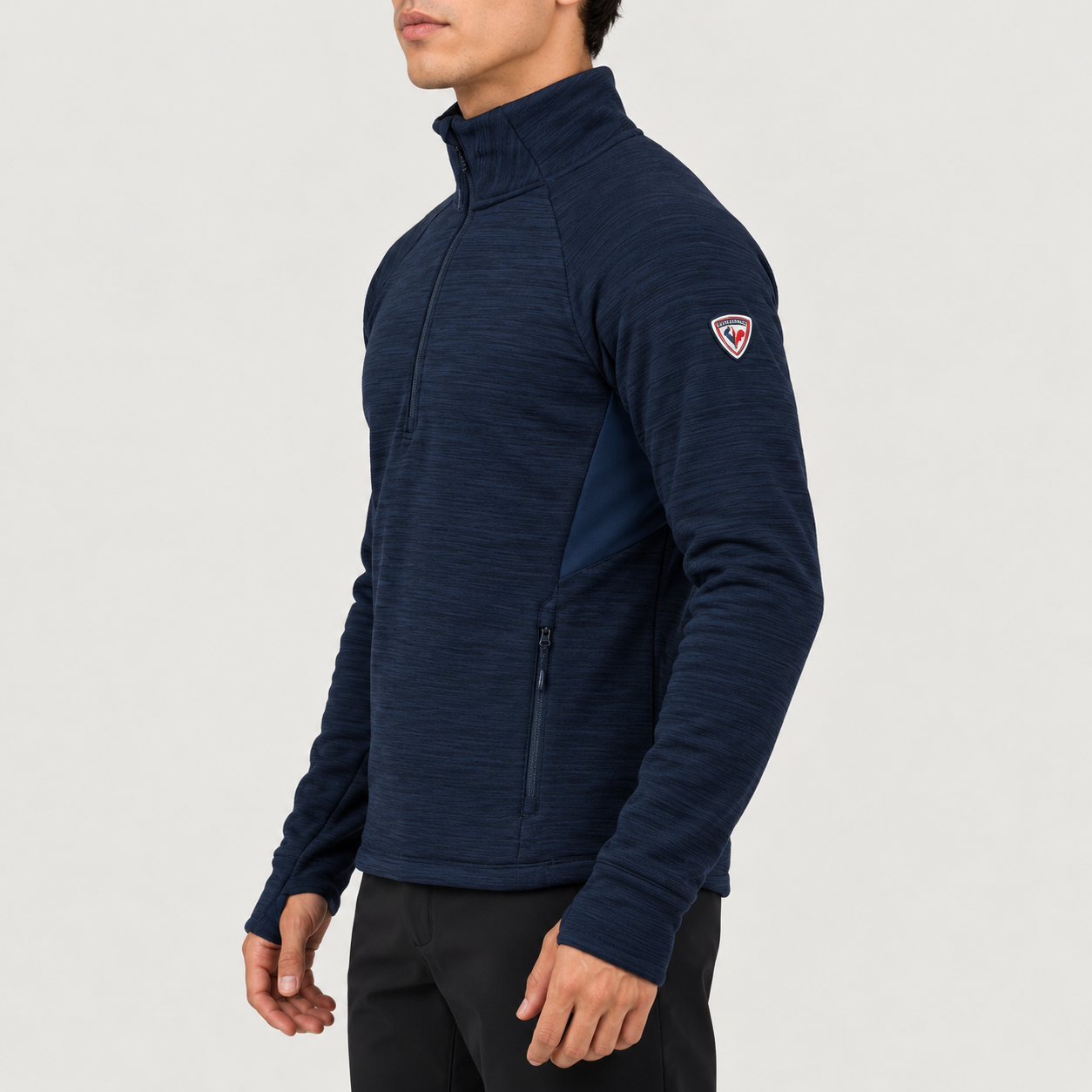 Rossignol Half Zip Fleece in DARK NAVY — 05 model side view