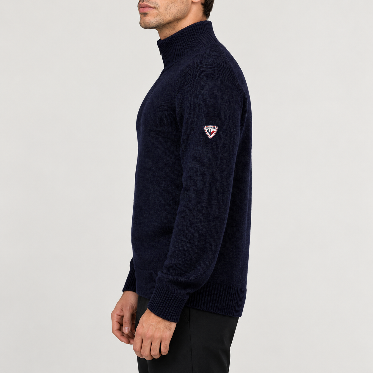 Rossignol Odysseus Half Zip Sweater in DARK NAVY — 05 model side view