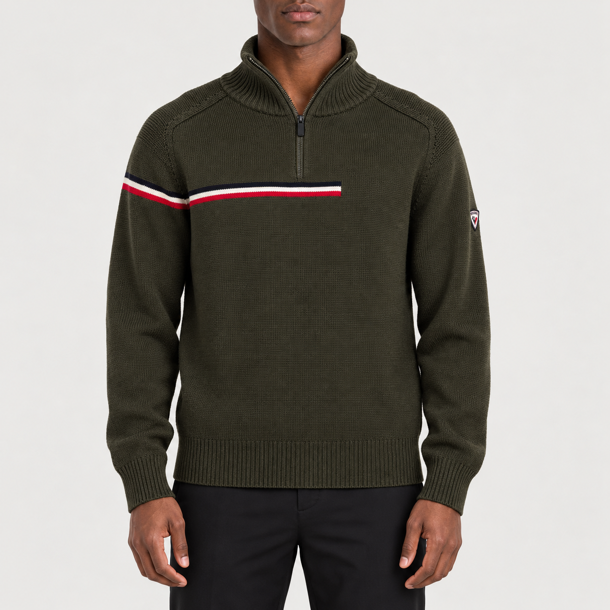 Rossignol Odysseus Half Zip Sweater in OLIVE SHADOW — 03 model front view