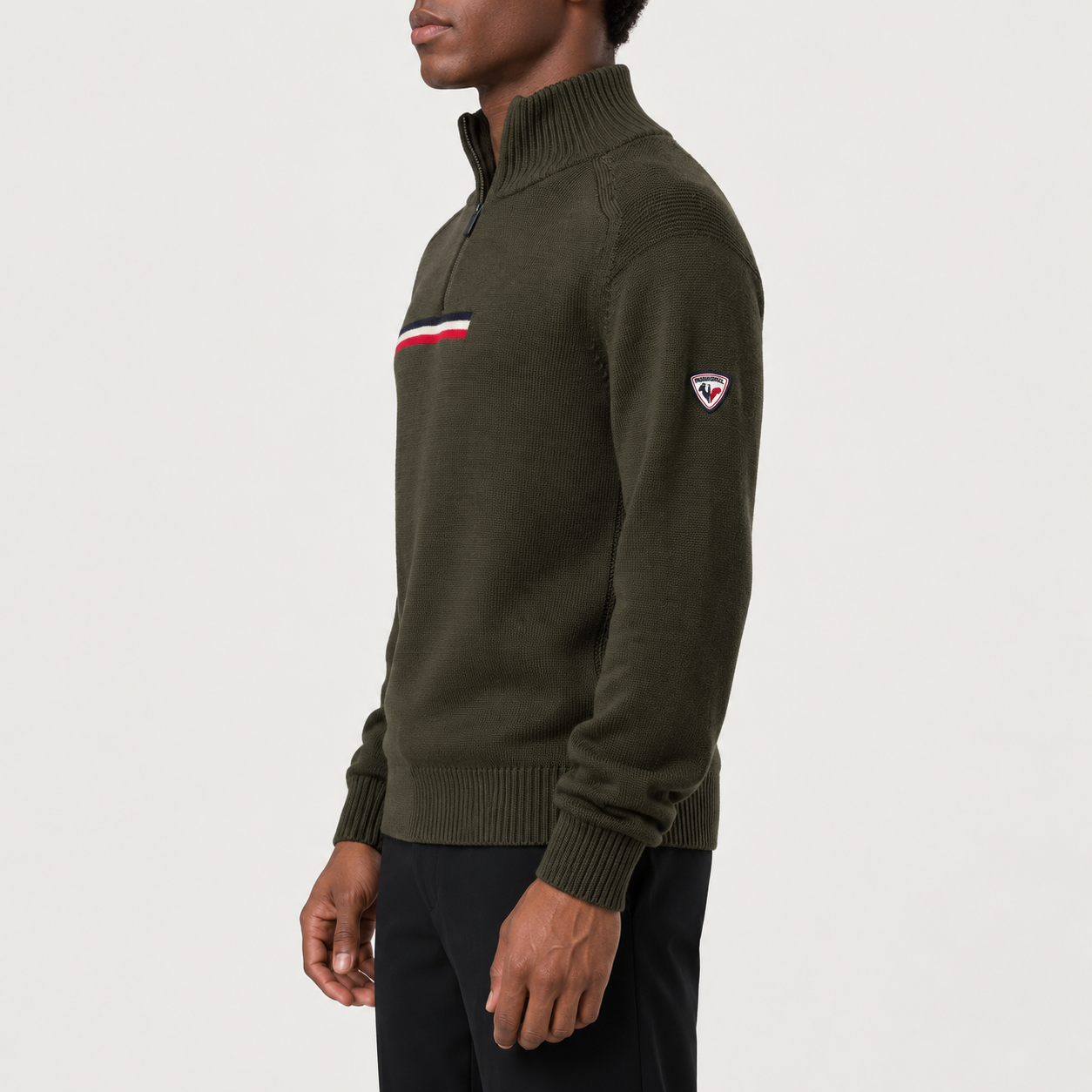 Rossignol Odysseus Half Zip Sweater in OLIVE SHADOW — 05 model side view