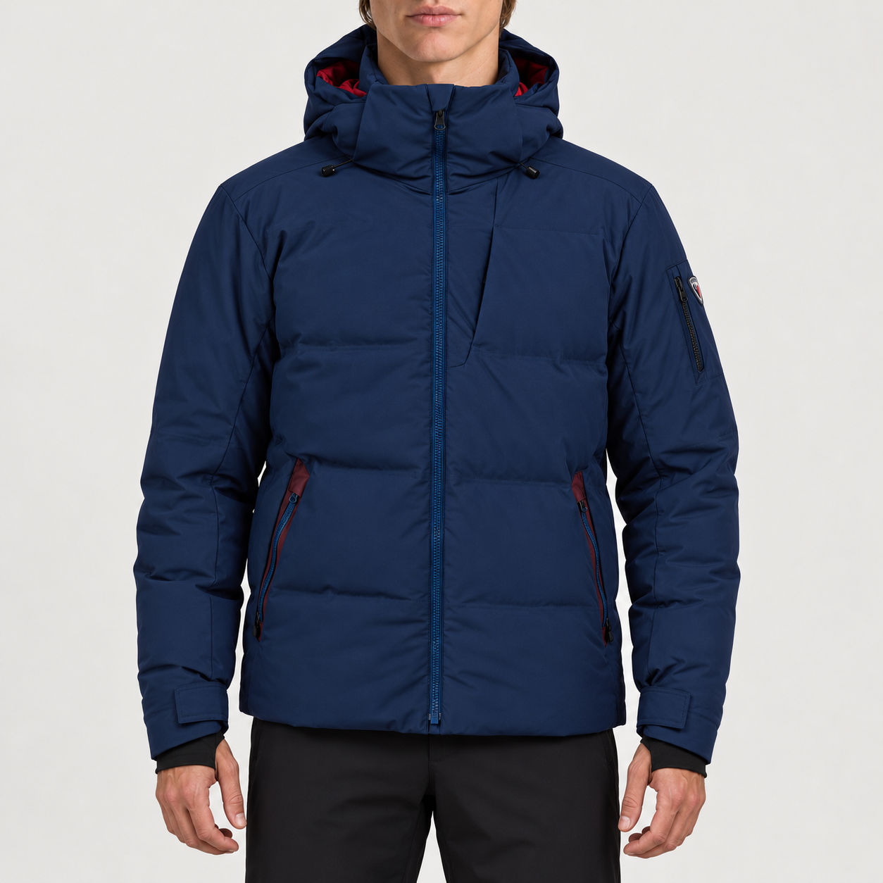 Rossignol Snowblaze Down CB Ski Jacket in Dark Navy — 03 model front view