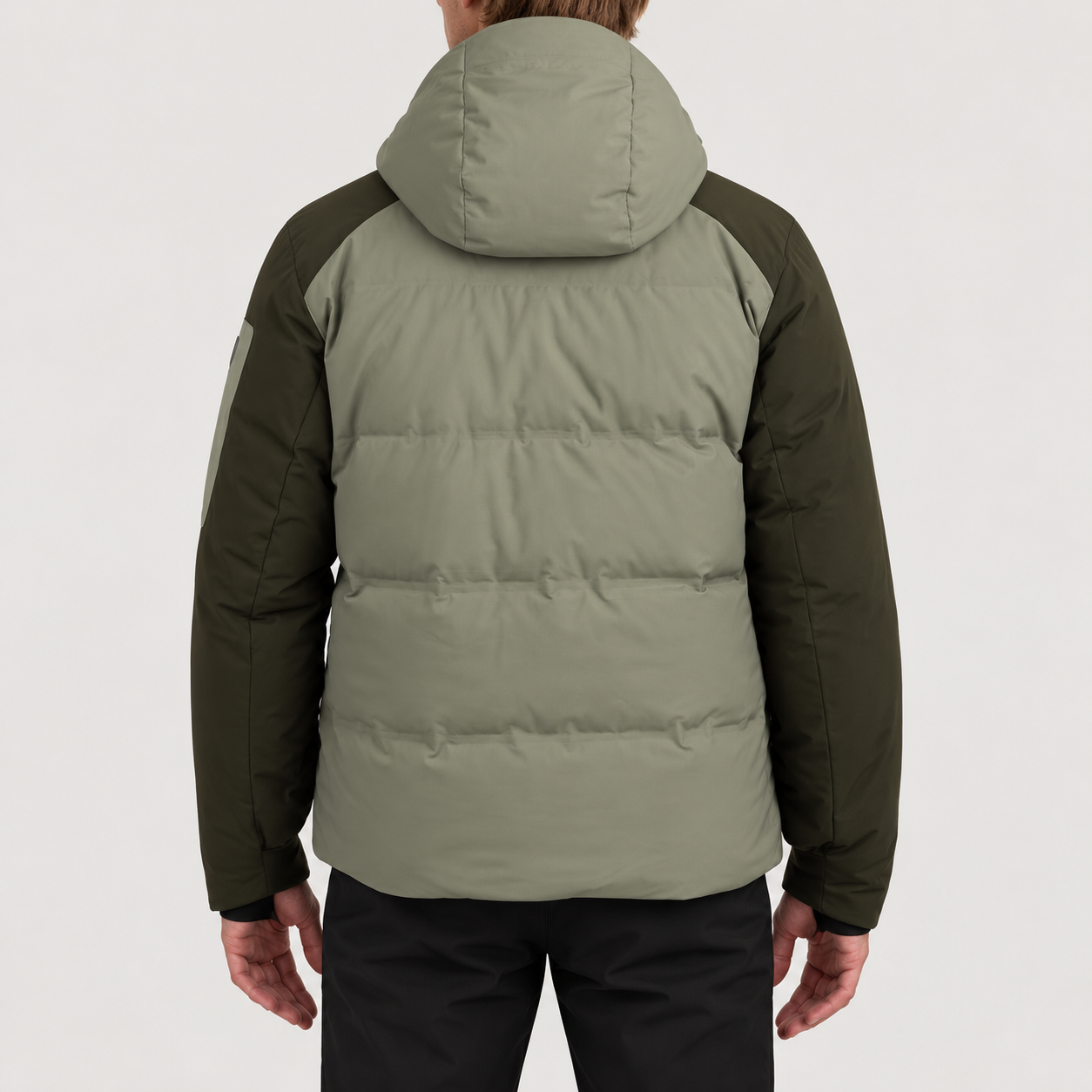 Rossignol Snowblaze Down CB Ski Jacket in VETIVER / OLIVE SHADOW — 04 model back view