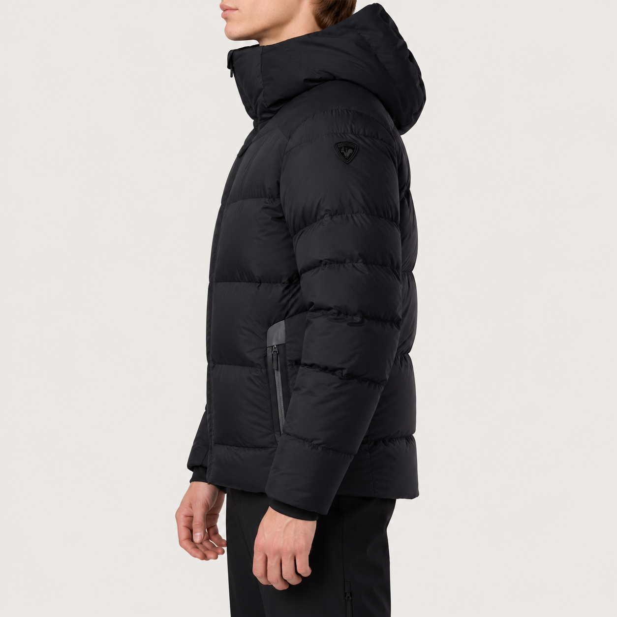 Rossignol Snowblaze Down Ski Jacket in Black — 05 model side view