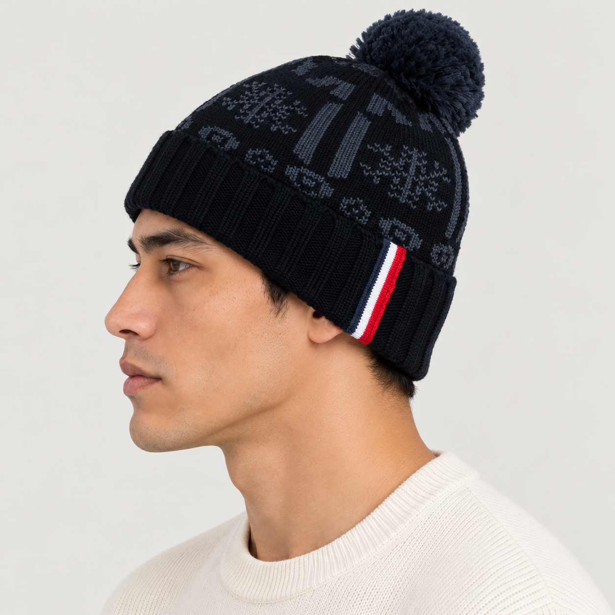 Rossignol Patterned Beanie in TURBULENCE / BLACK — 05 men side view