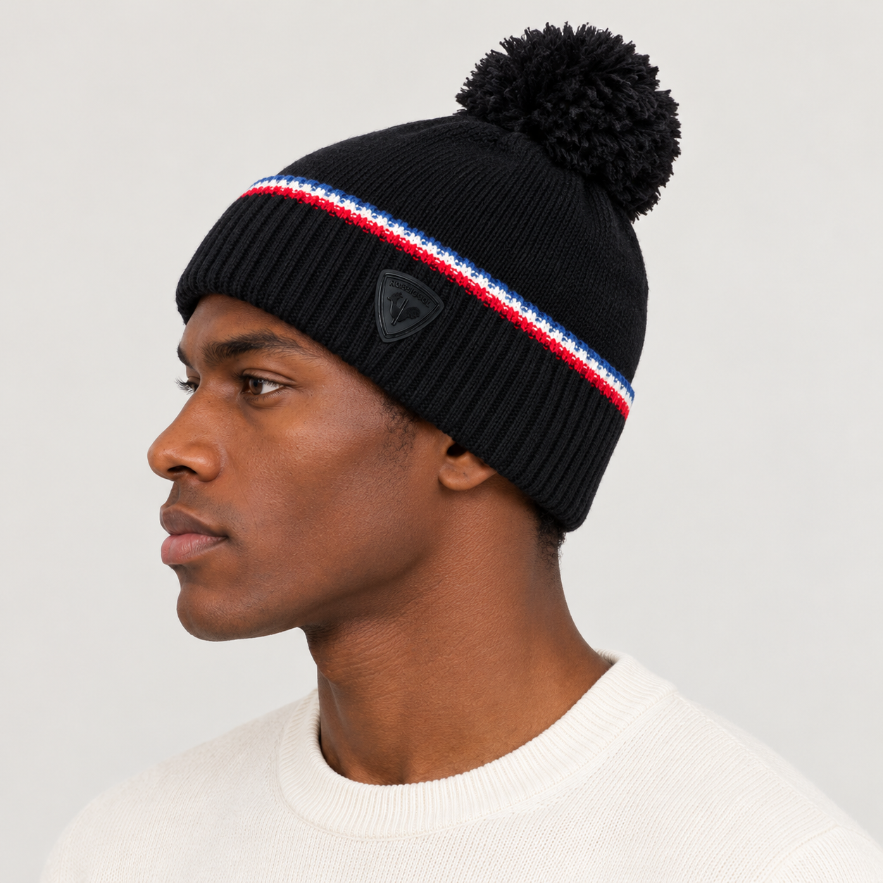 Rossignol Snowblaze Pompon Beanie in BLACK — 05 men side view