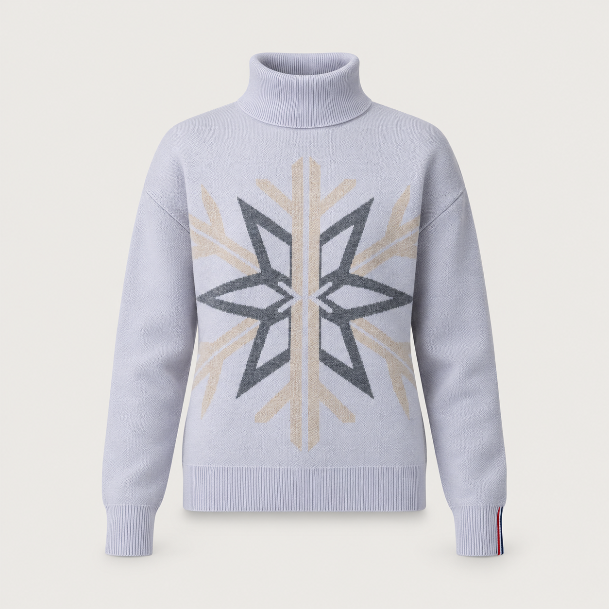 Rossignol Patterned Turtle Neck Sweater in SILVER CLOUD — 01 front view