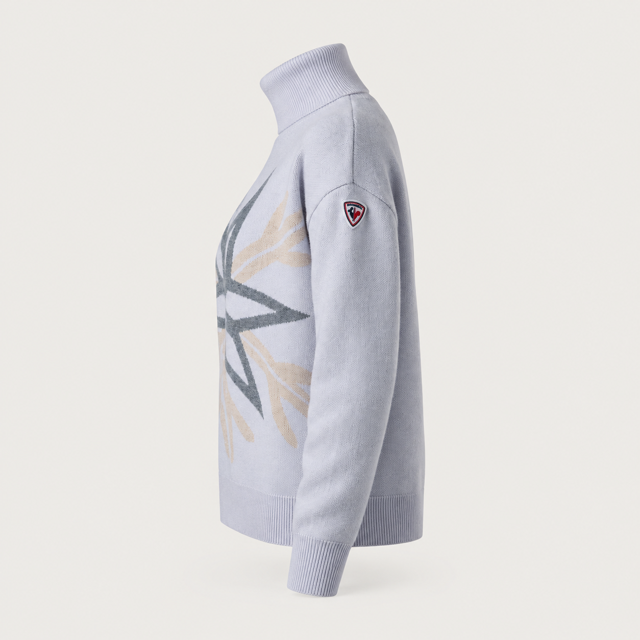 Rossignol Patterned Turtle Neck Sweater in SILVER CLOUD — 06 side view