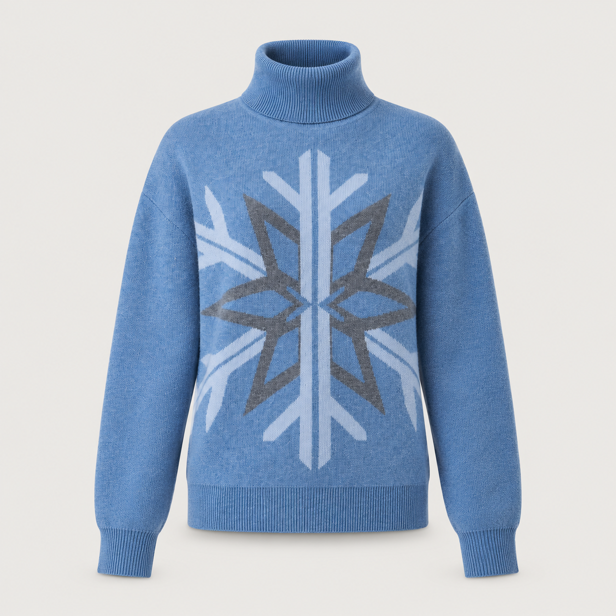 Rossignol Patterned Turtle Neck Sweater in Windward Blue — 01 front view