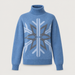 Rossignol Patterned Turtle Neck Sweater in Windward Blue — 01 front view