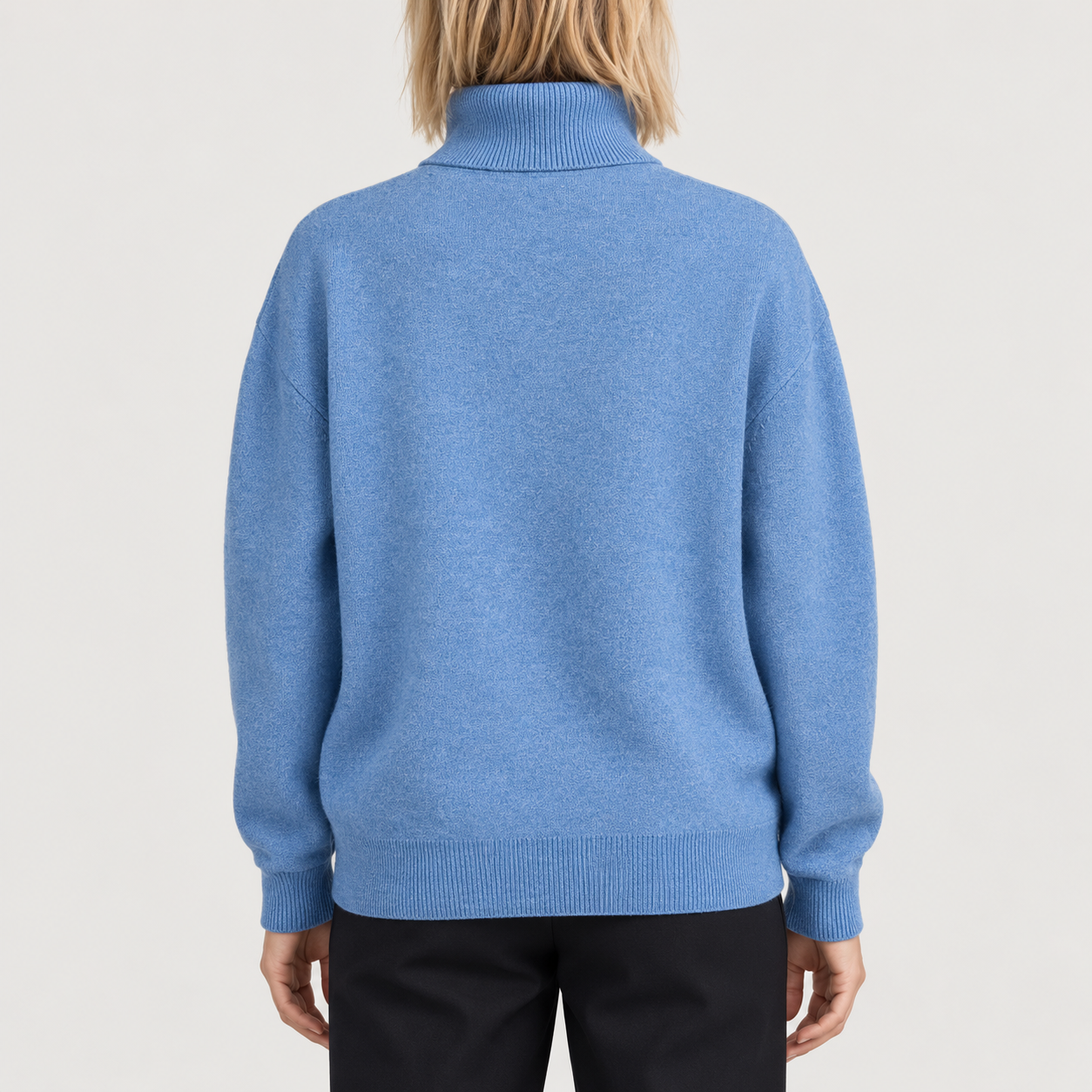 Rossignol Patterned Turtle Neck Sweater in Windward Blue — 04 model back view