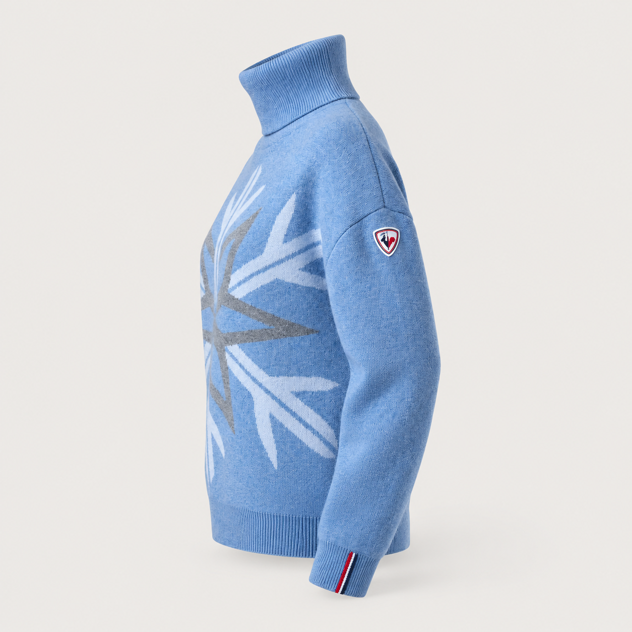 Rossignol Patterned Turtle Neck Sweater in Windward Blue — 06 side view