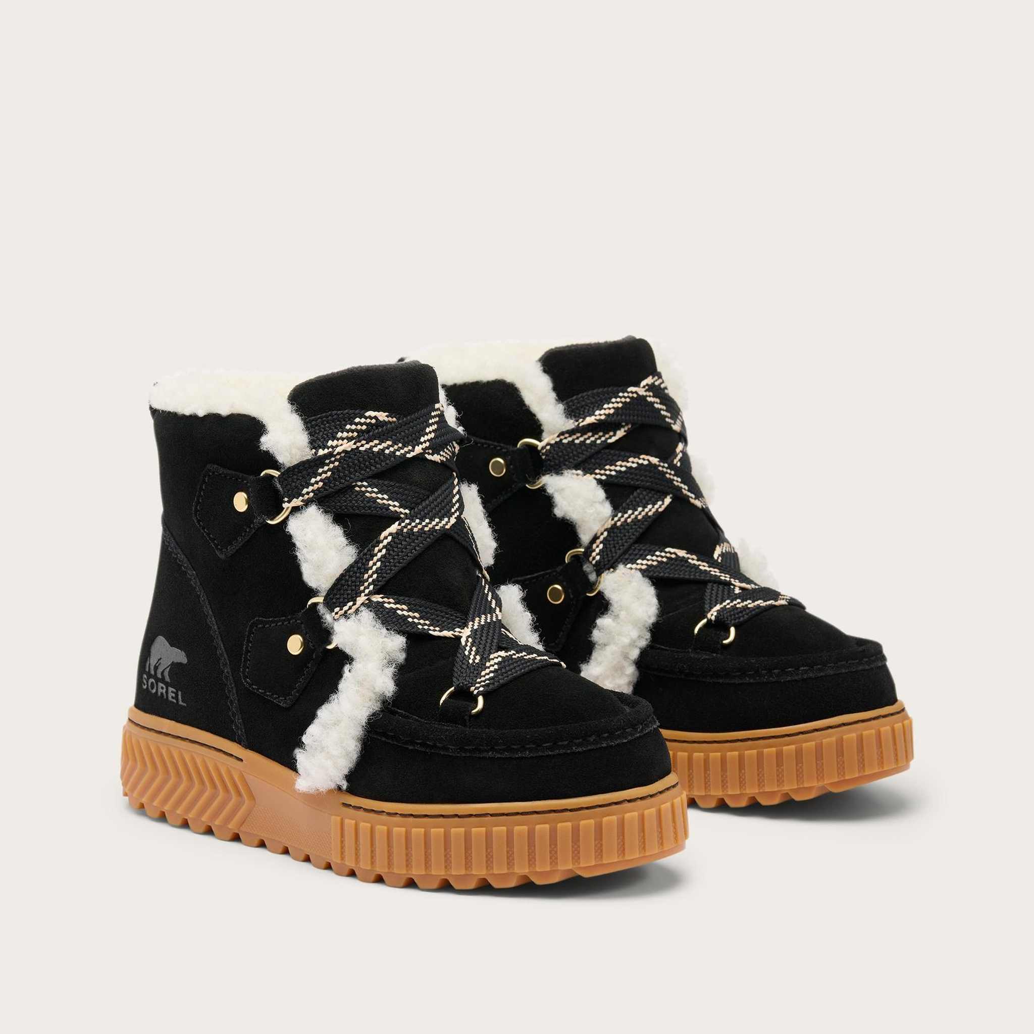 Sorel Ona Alpine Snow Boot in Black, official front pair view.