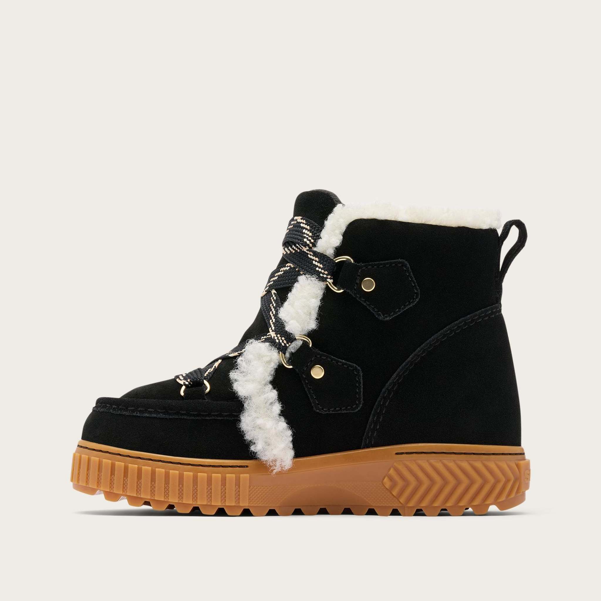 Sorel Ona Alpine Snow Boot in Black, official inner side view.