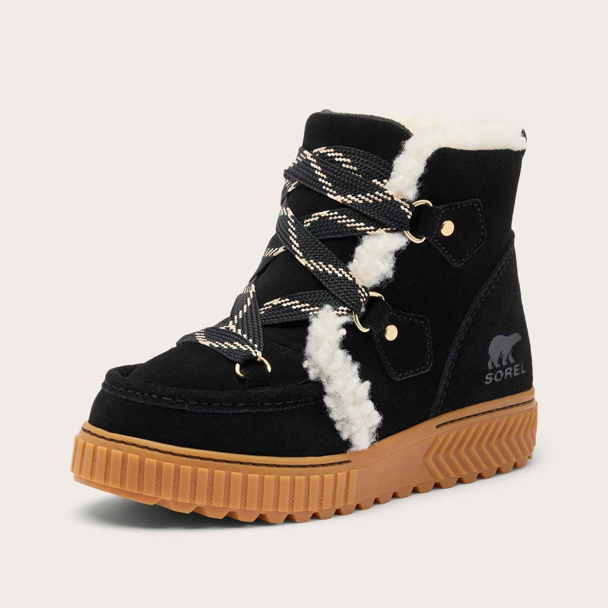Sorel Ona Alpine Snow Boot in Black, official front alternate view.