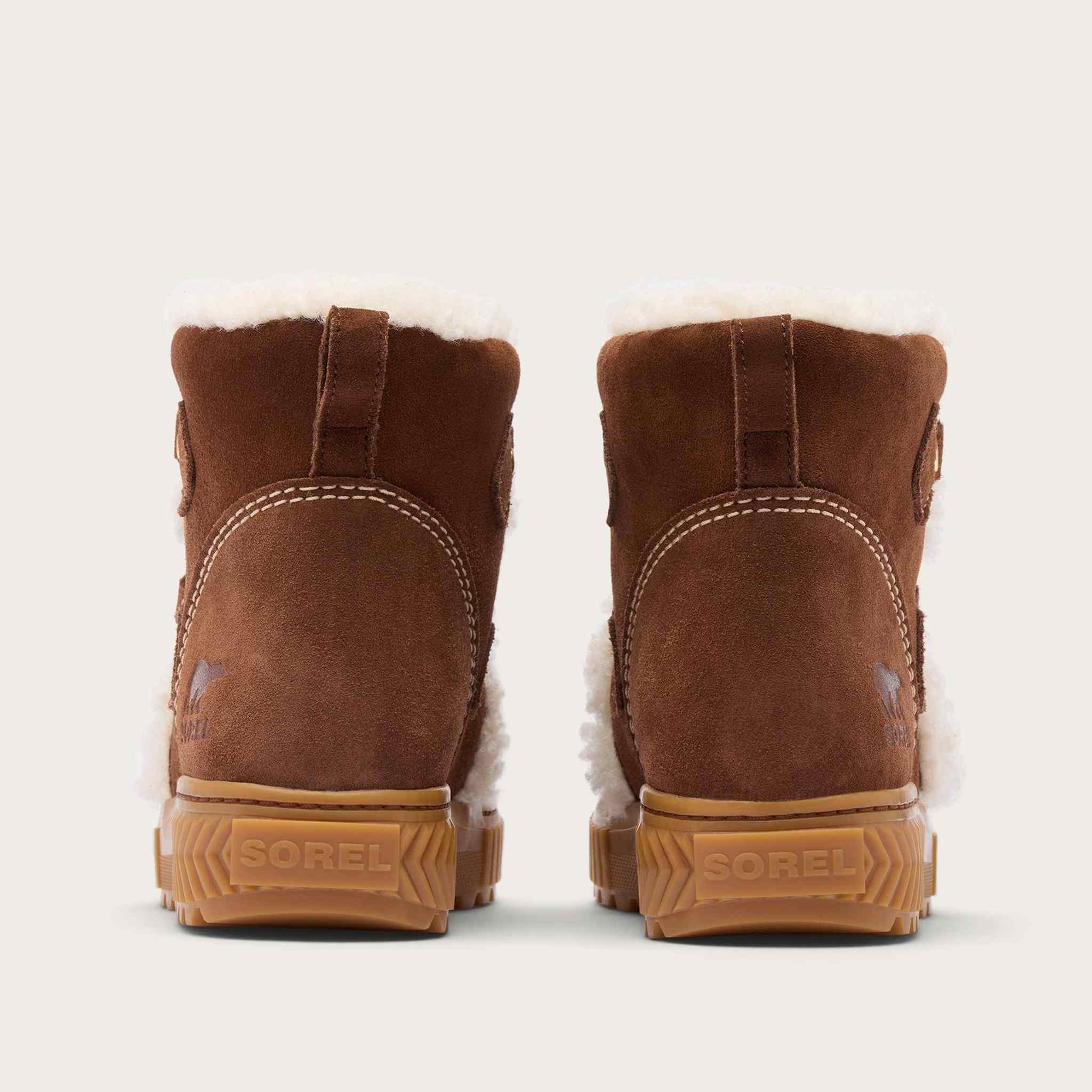 Sorel Ona Alpine Snow Boot in Dark Auburn, official back view.
