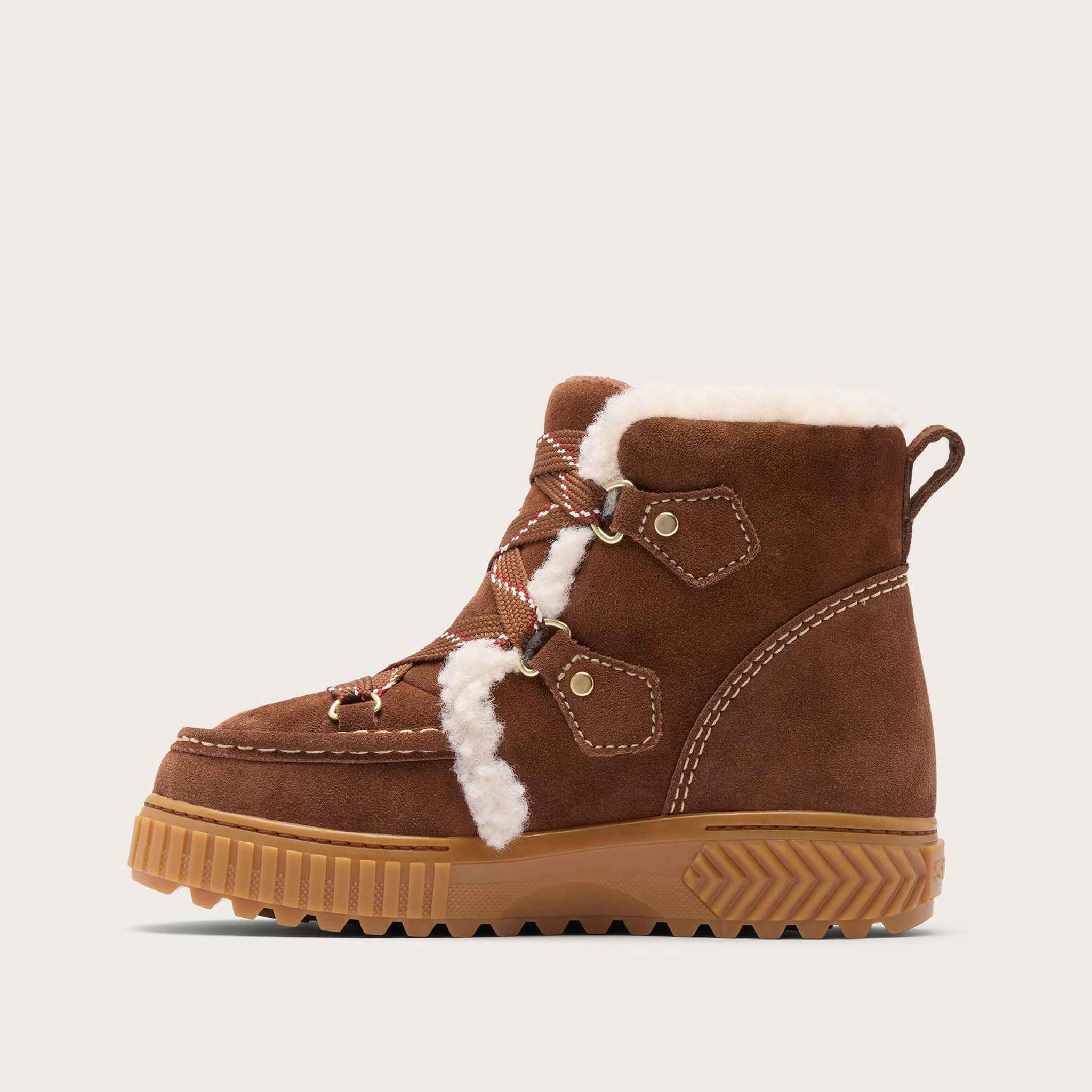 Sorel Ona Alpine Snow Boot in Dark Auburn, official inner side view.