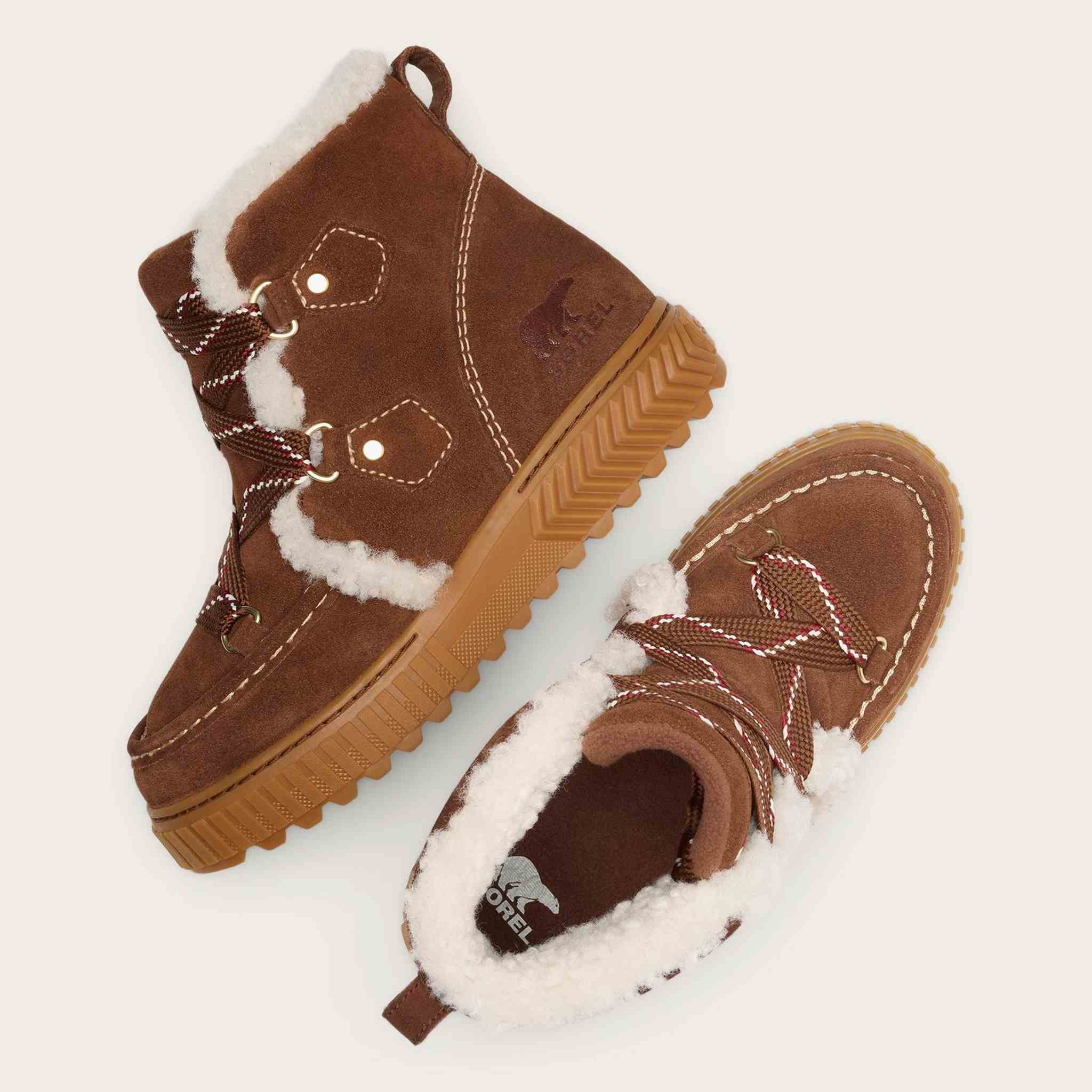Sorel Ona Alpine Snow Boot in Dark Auburn, official top pair view.