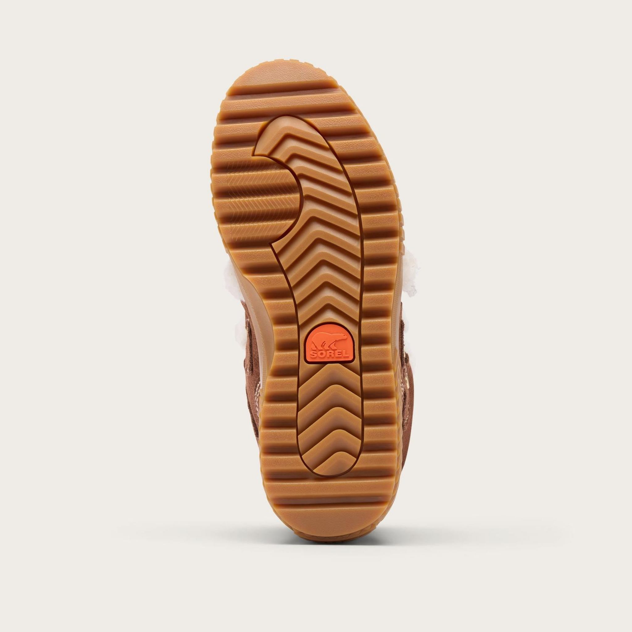 Sorel Ona Alpine Snow Boot in Dark Auburn, official outsole view.