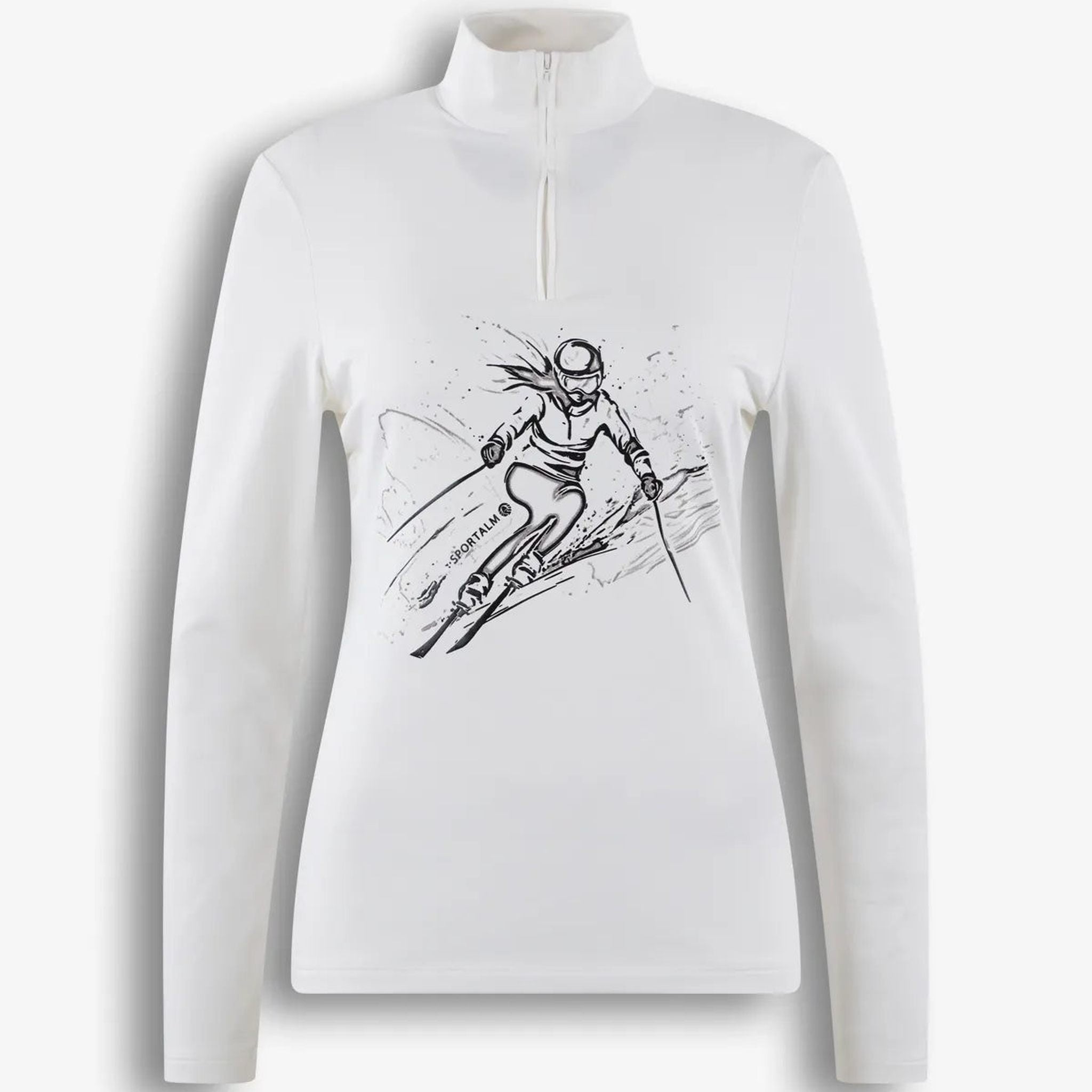 Sportalm women's bordeaux half zip in off white – front