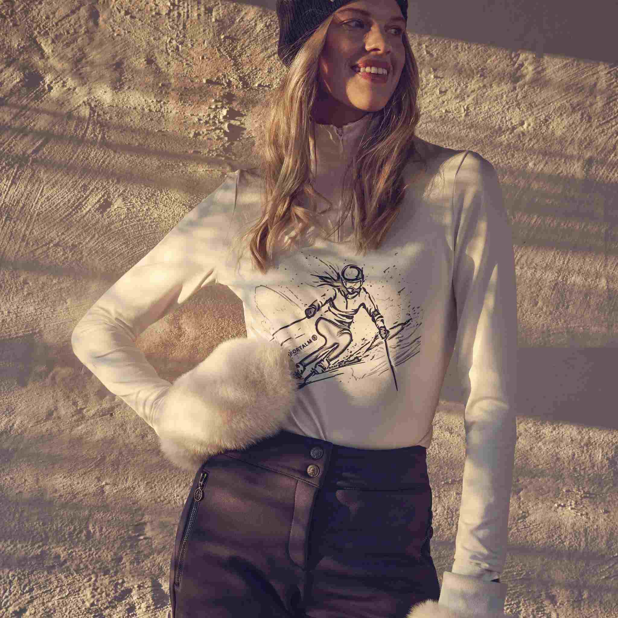 Sportalm women's Bordeaux Half Zip in Off White – campaign