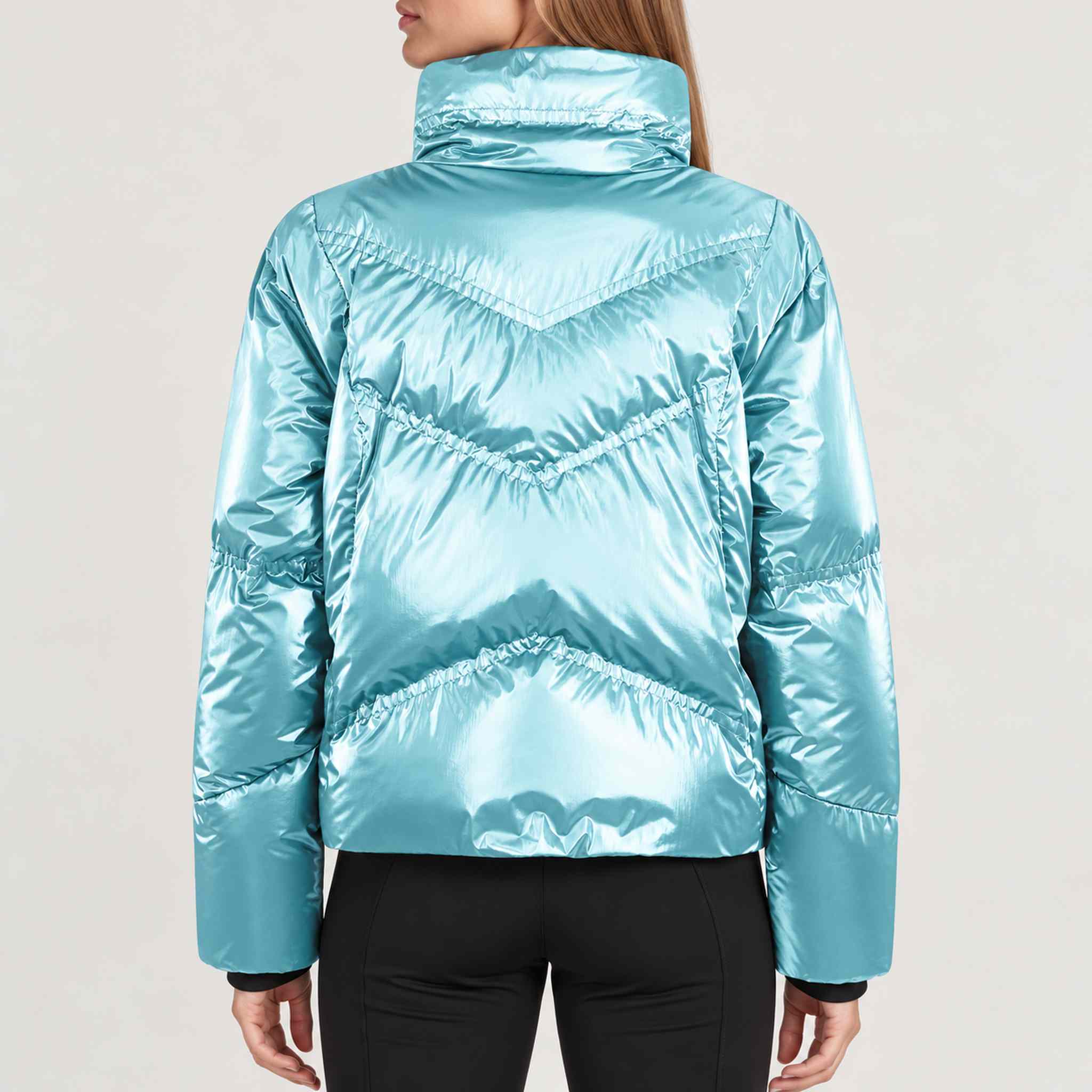 Sportalm women's kefalonien ski jacket in soft emerald – model back