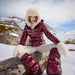 Sportalm women's kyla ski jacket in dark burgundy – alpine campaign