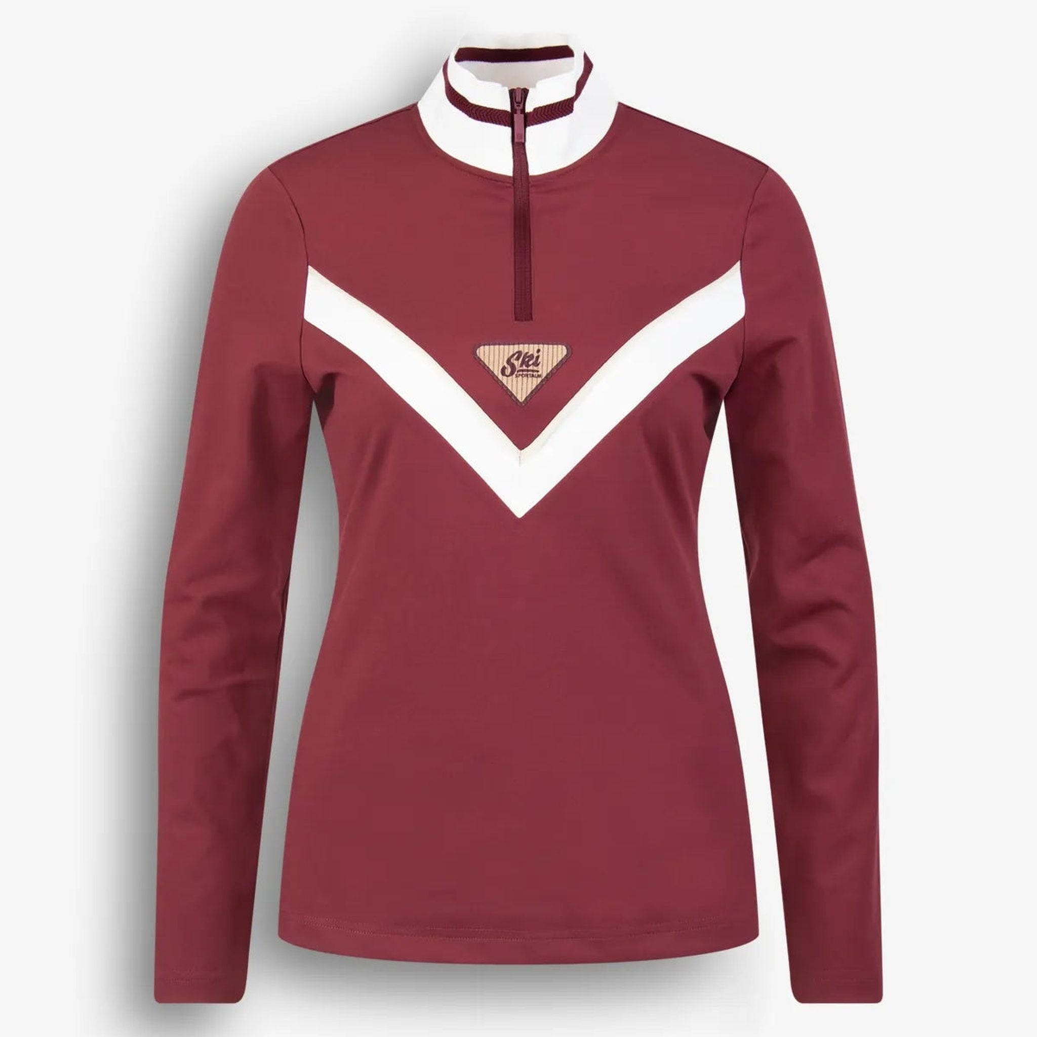 Sportalm women's oulu half zip in dark burgundy – front