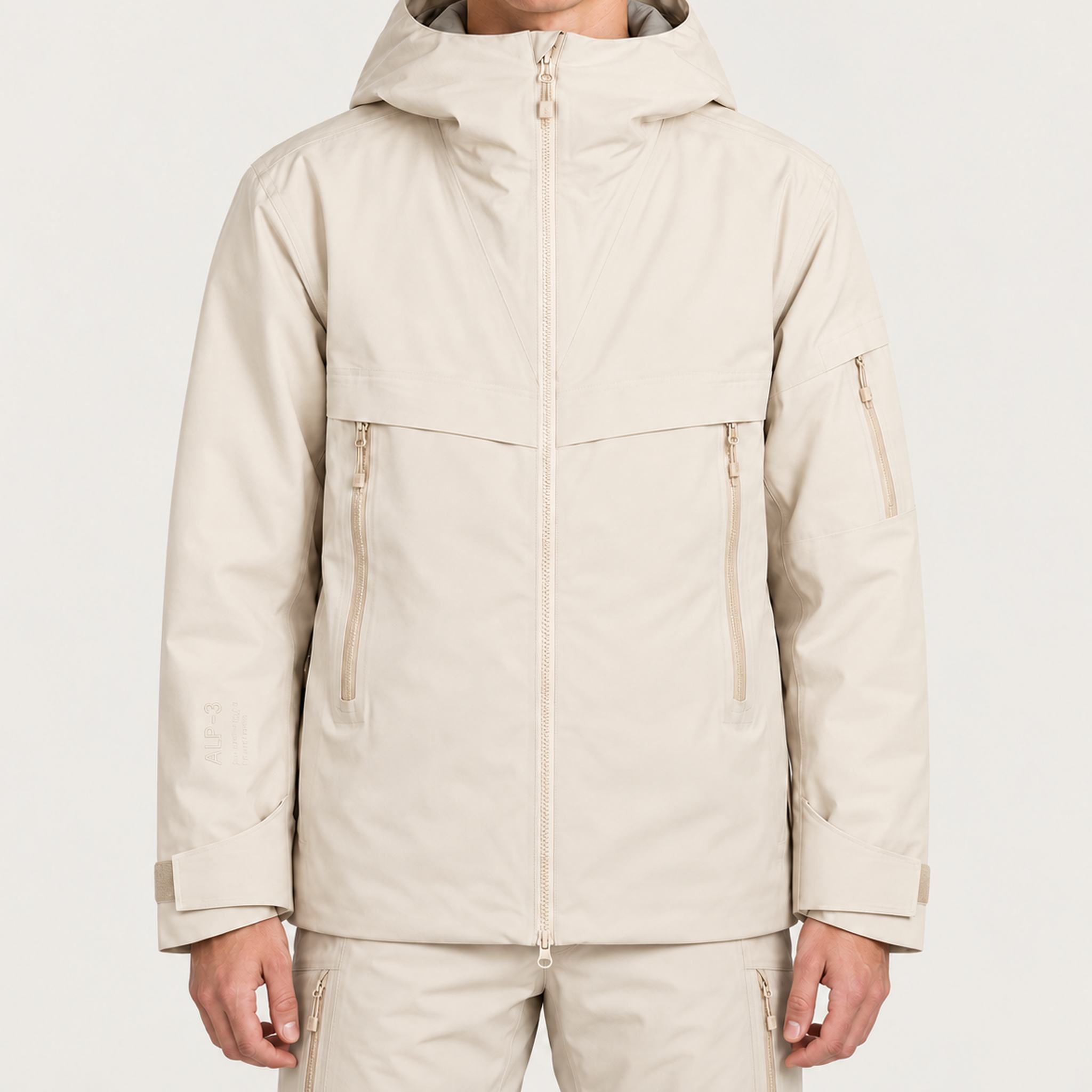The Mountain Studio Alp Insulated Ski Jacket in Castle Wall — castle wall — model front