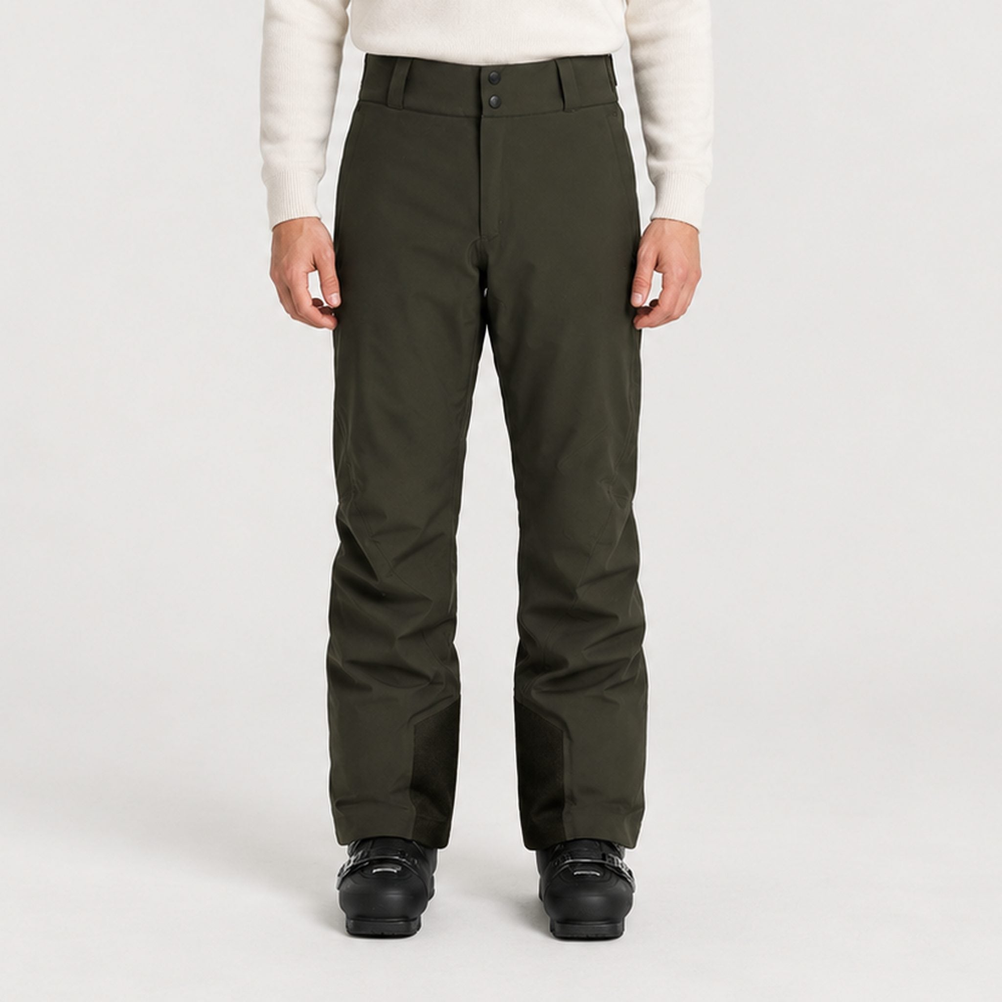 The Mountain Studio Carv Ski Pant in Peat Brown — model front