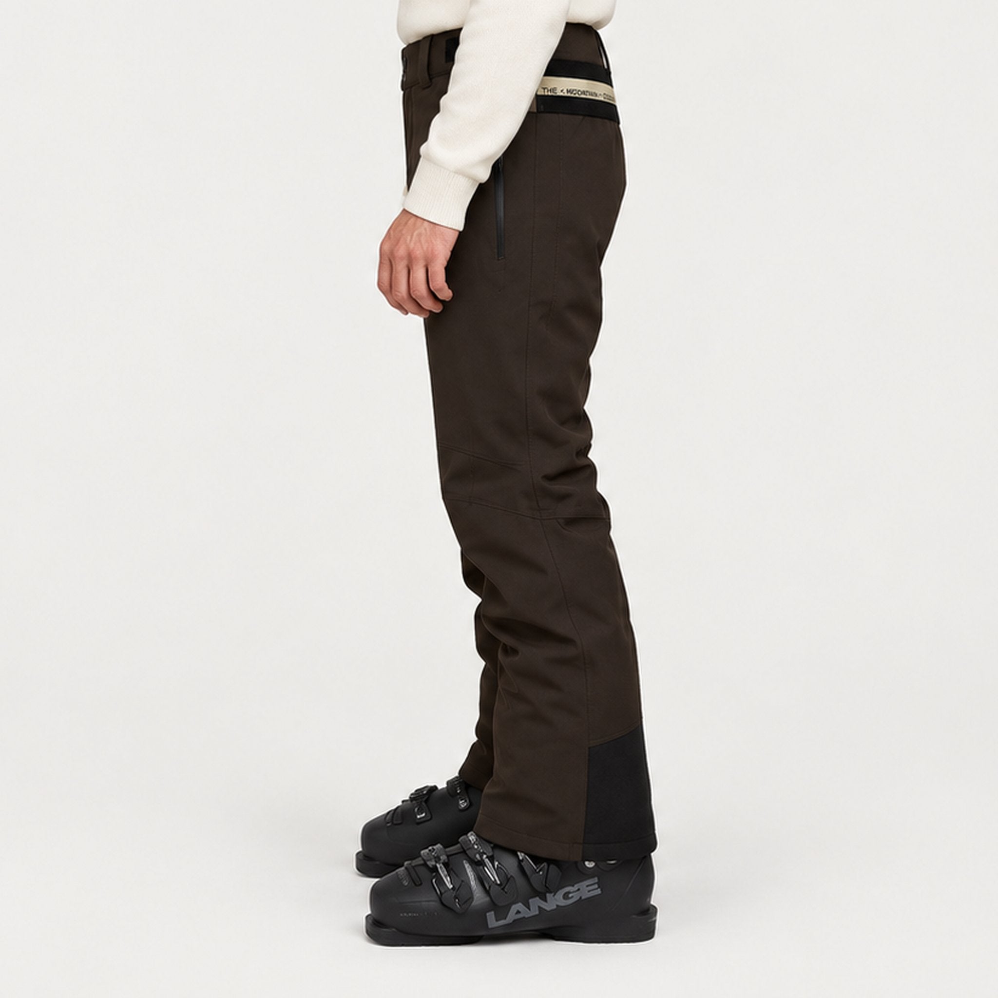 The Mountain Studio Carv Ski Pant in Peat Brown — peat brown — model side