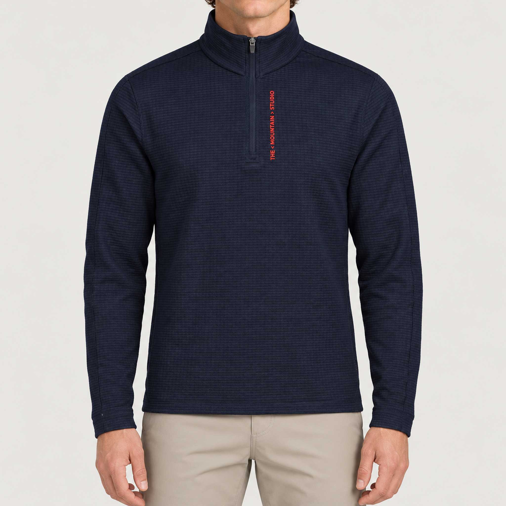 The Mountain Studio Tech Half Zip in Sky Captain, sky captain, model front