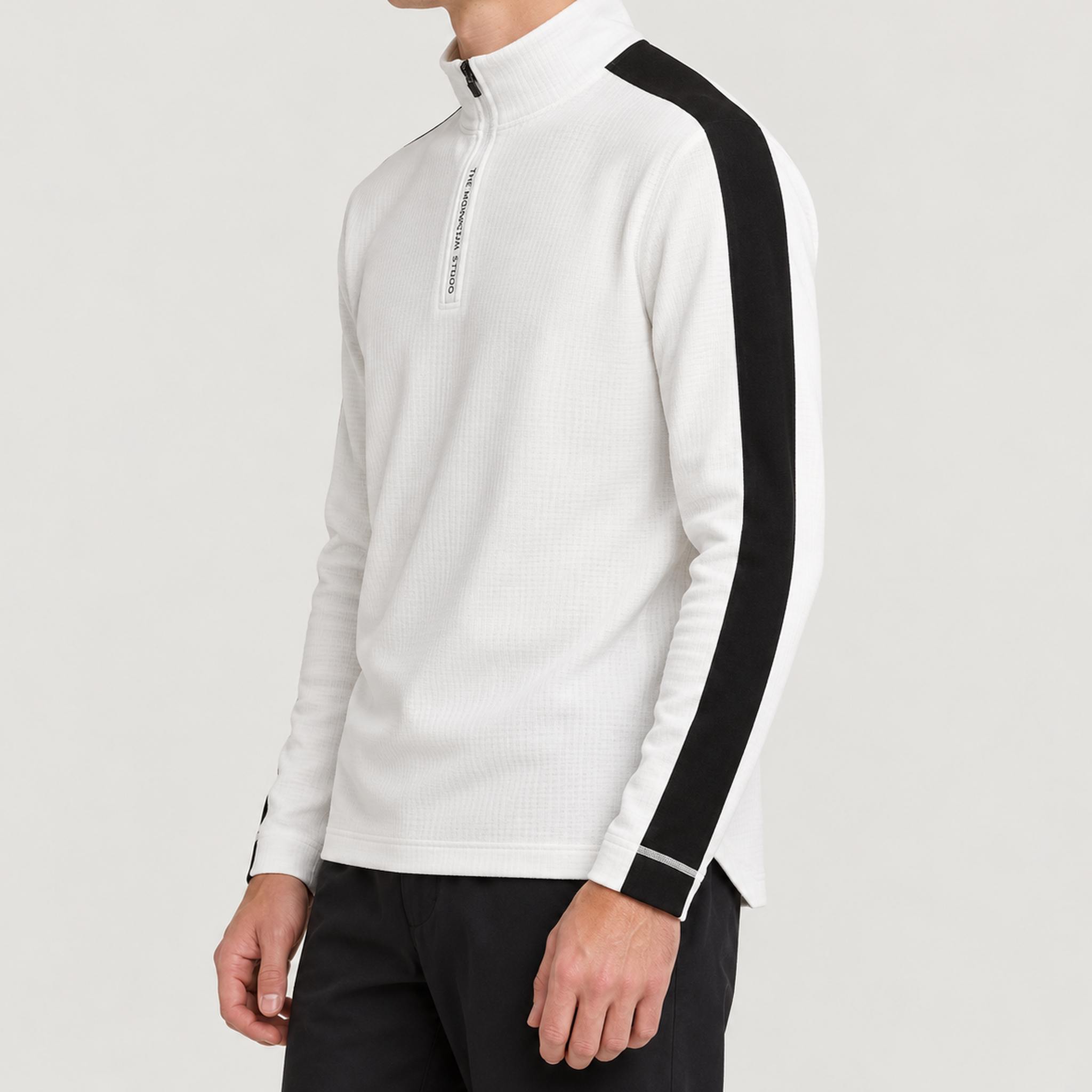 The Mountain Studio Tech Half Zip in White — white — model side