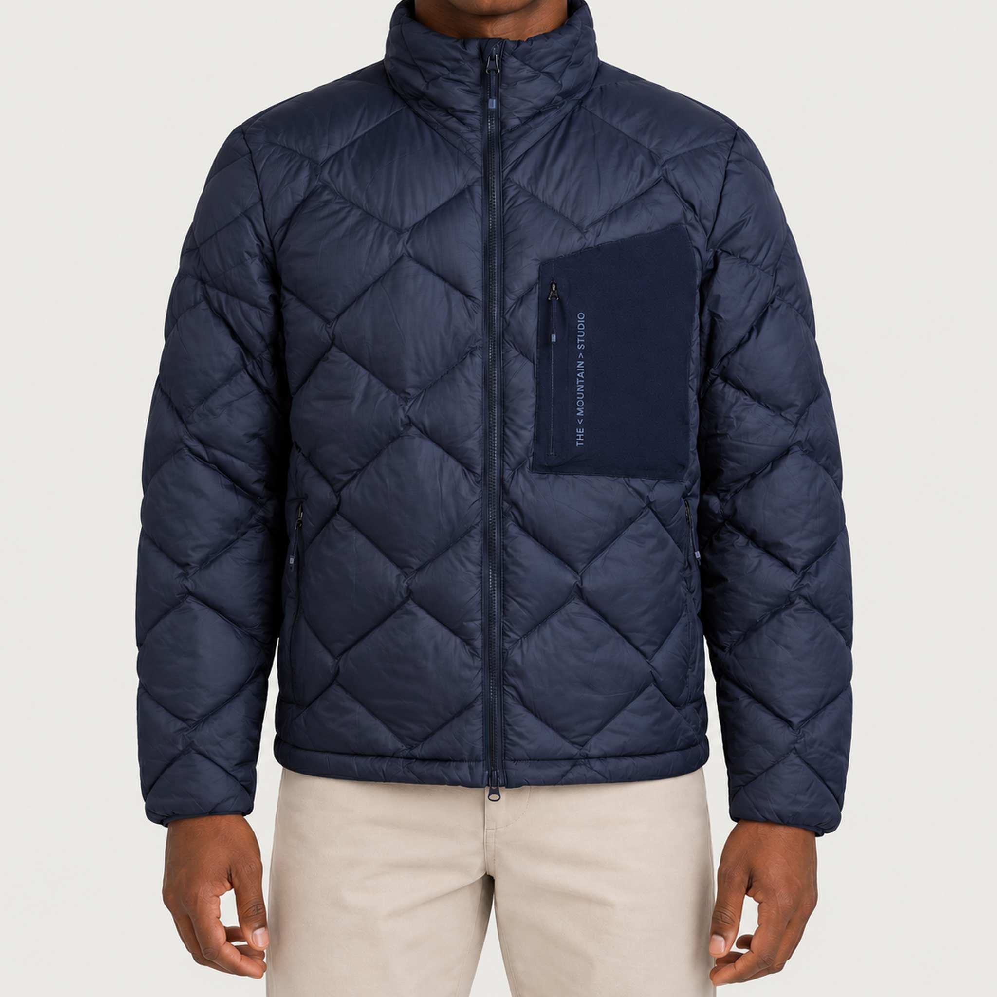 The Mountain Studio Ultralight Down Jacket — sky captain — model front