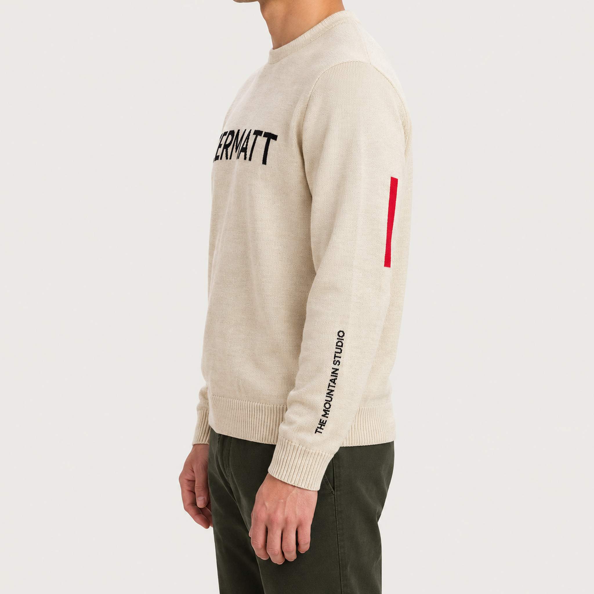 The Mountain Studio Zermatt Sweater in Castle Wall — castle wall — model side