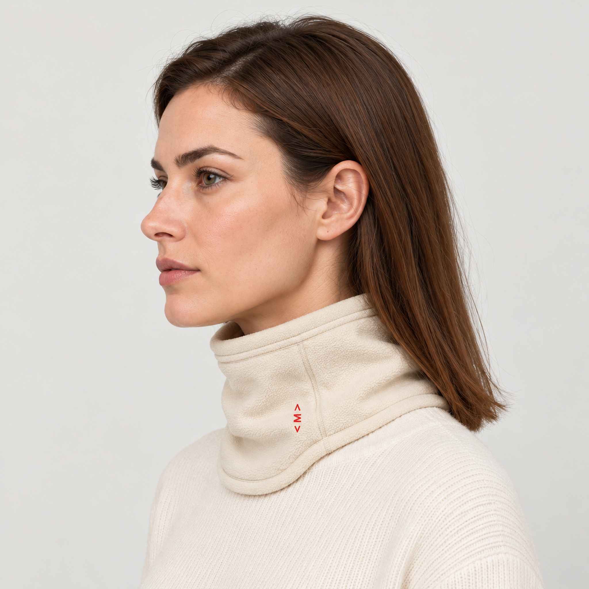 The Mountain Studio TMS Neck Gaiter in Almond Milk — almond milk — womens side
