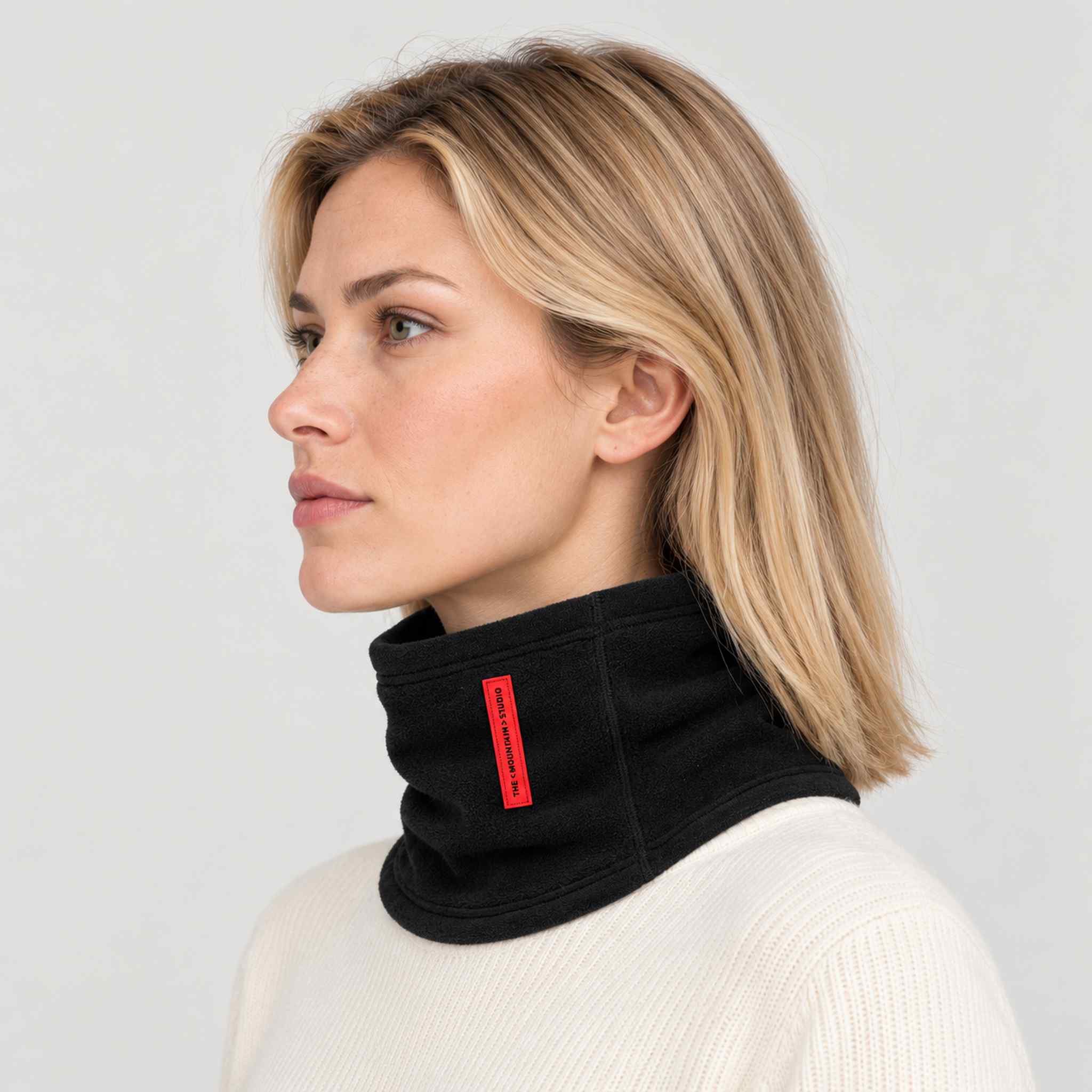 The Mountain Studio TMS Neck Gaiter in Black — black — womens side