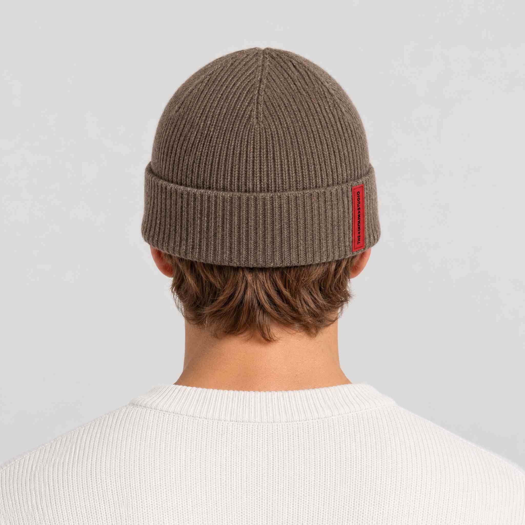 The Mountain Studio Wool Rib Beanie in Brindle — brindle — mens back