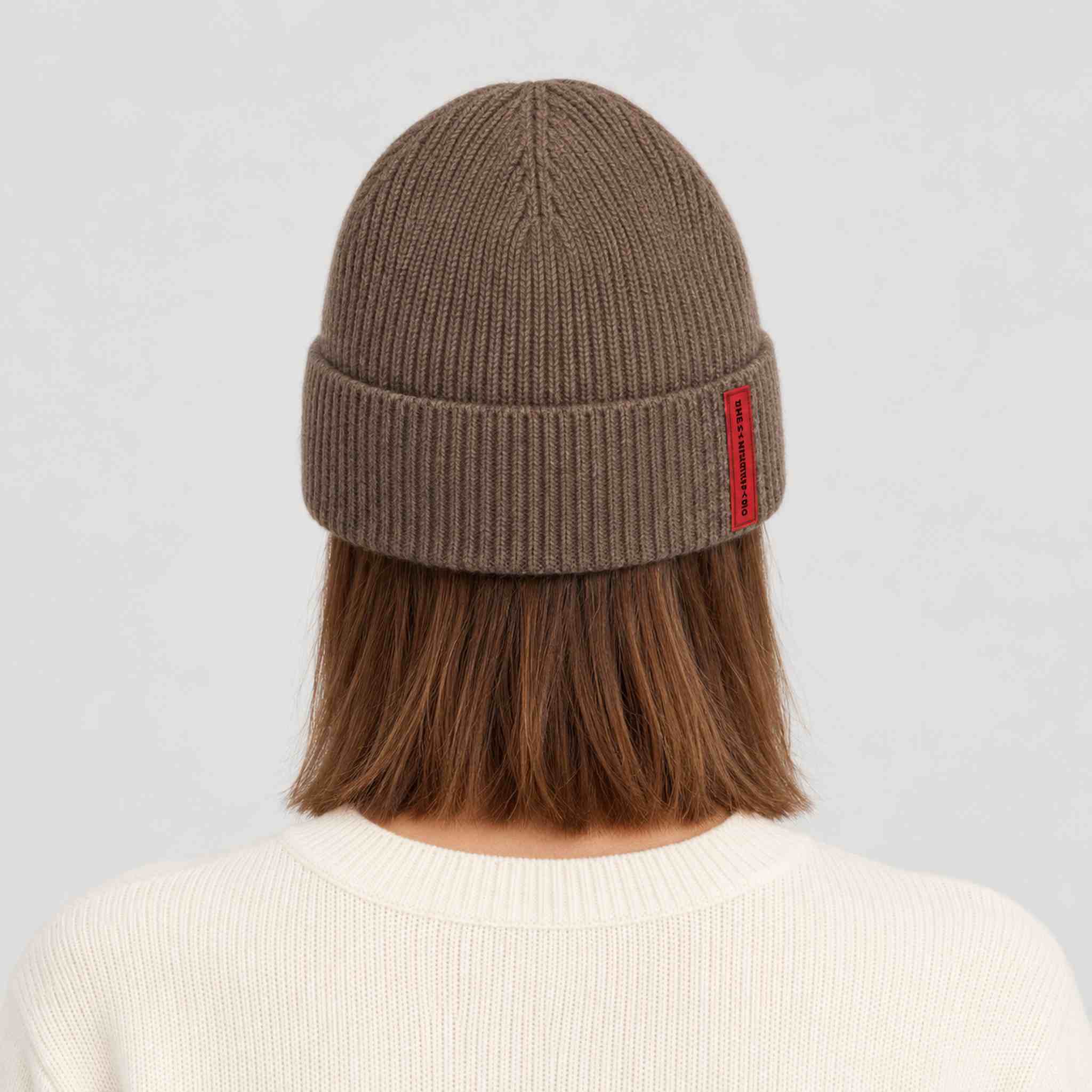The Mountain Studio Wool Rib Beanie in Brindle — brindle — womens back
