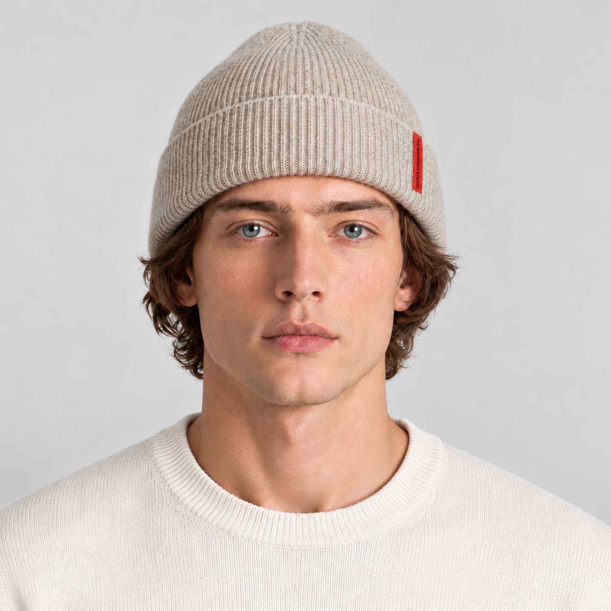 The Mountain Studio Wool Rib Beanie in Castle Wall — castle wall — mens front