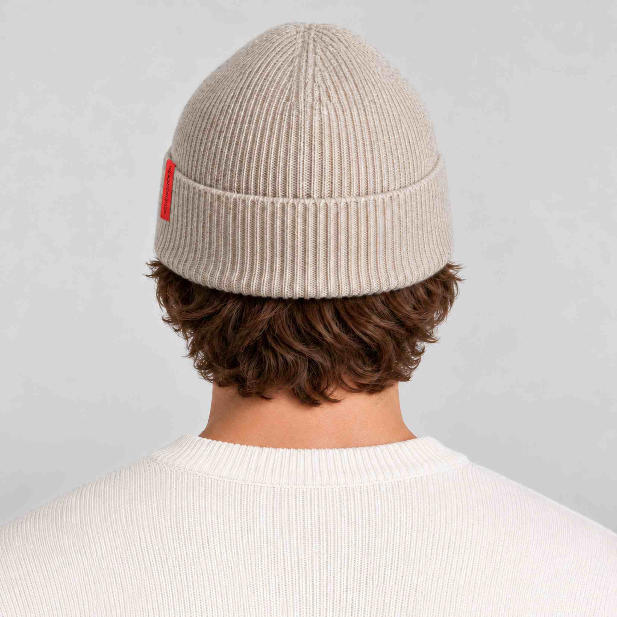 The Mountain Studio Wool Rib Beanie in Castle Wall — castle wall — mens back
