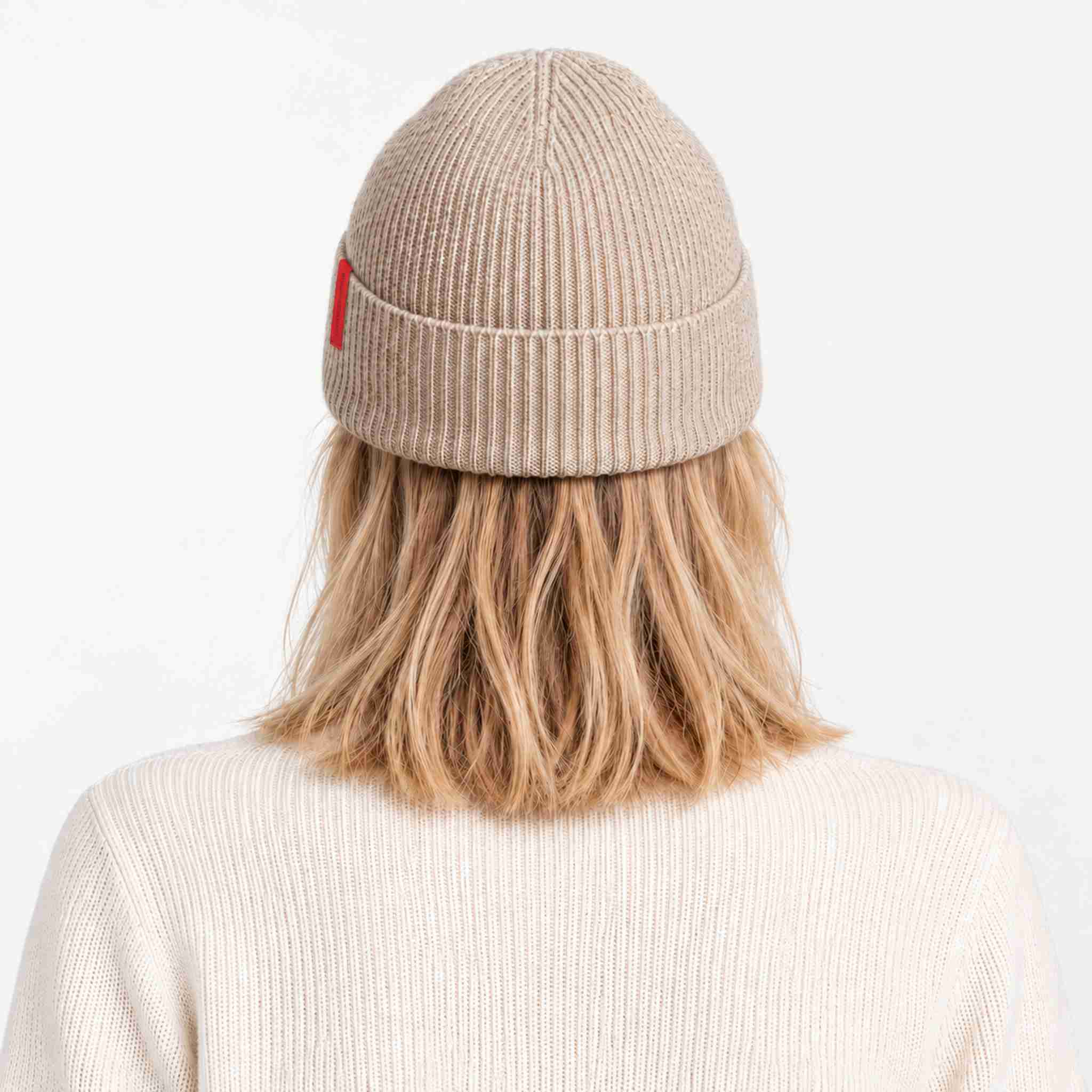 The Mountain Studio Wool Rib Beanie in Castle Wall — castle wall — womens back