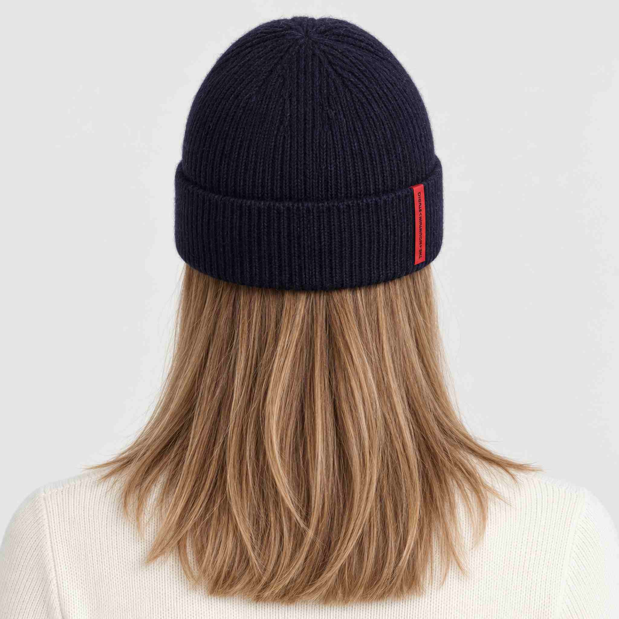 The Mountain Studio Wool Rib Beanie in Eclipse — eclipse — womens back