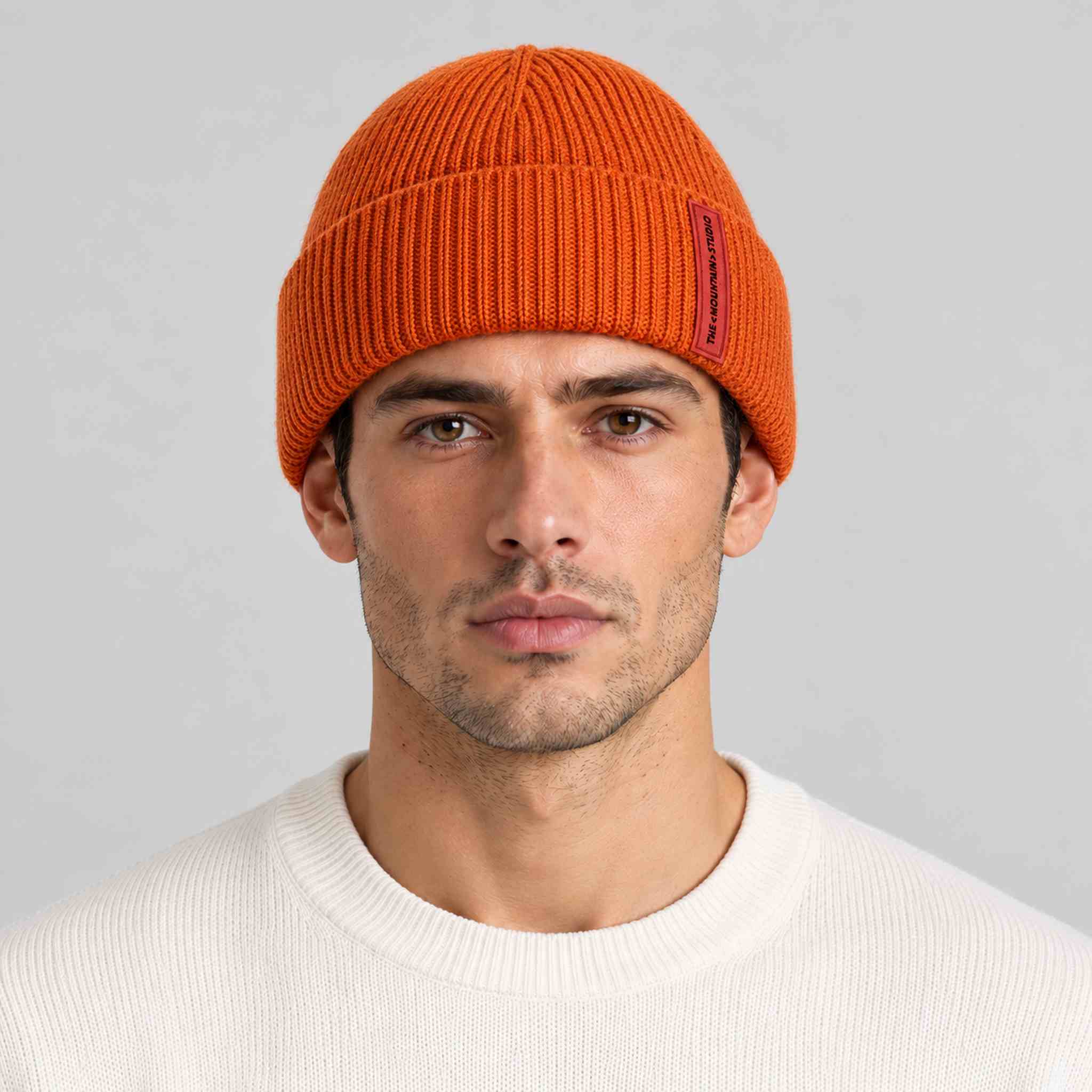 The Mountain Studio Wool Rib Beanie in Rooibos — rooibos — mens front