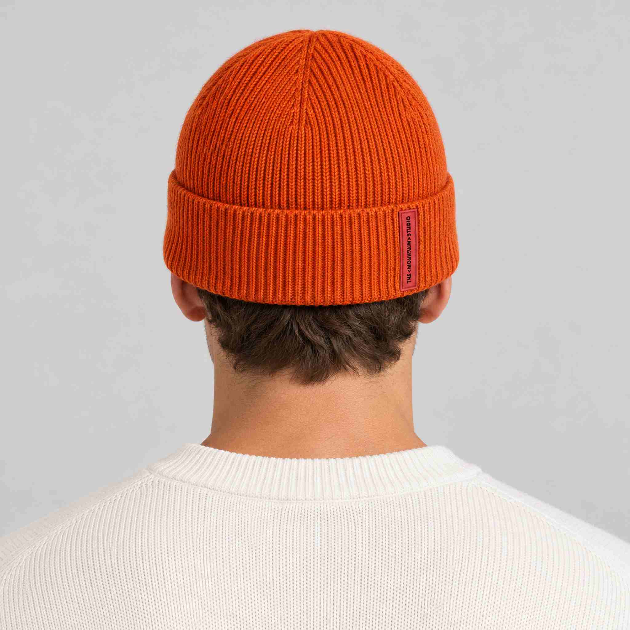 The Mountain Studio Wool Rib Beanie in Rooibos — rooibos — mens back