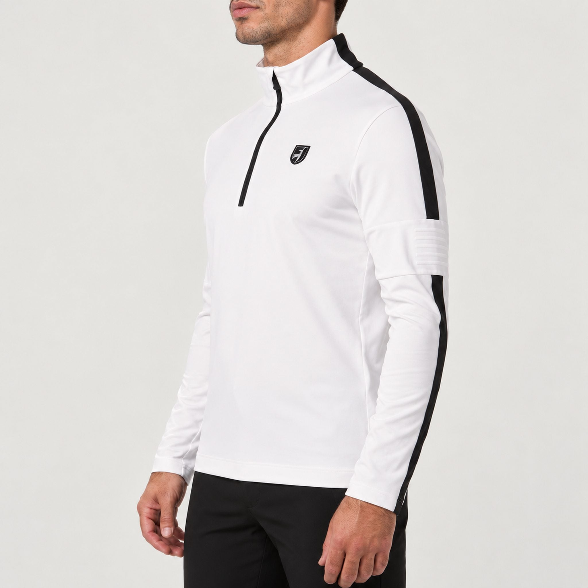 Toni Sailer mens Connor Half Zip in Bright White – model side