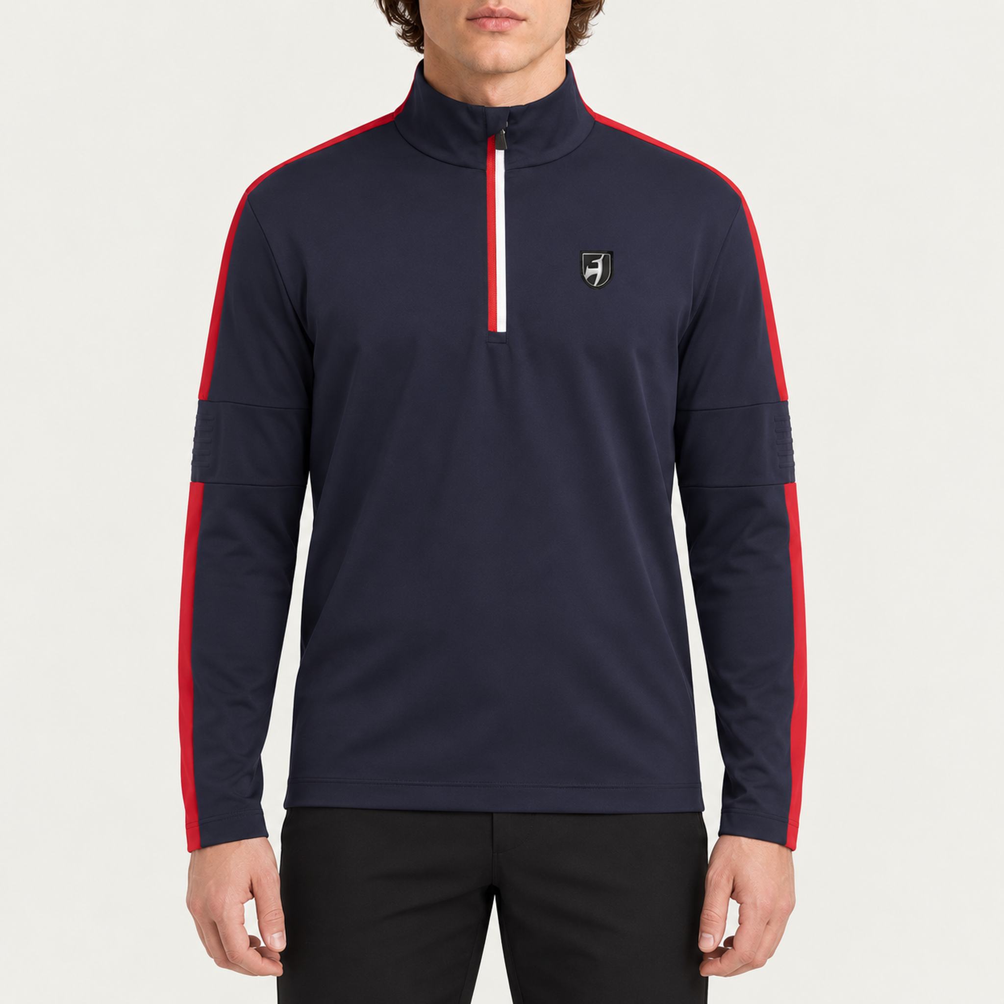Toni Sailer mens Connor Half Zip in Midnight – model front