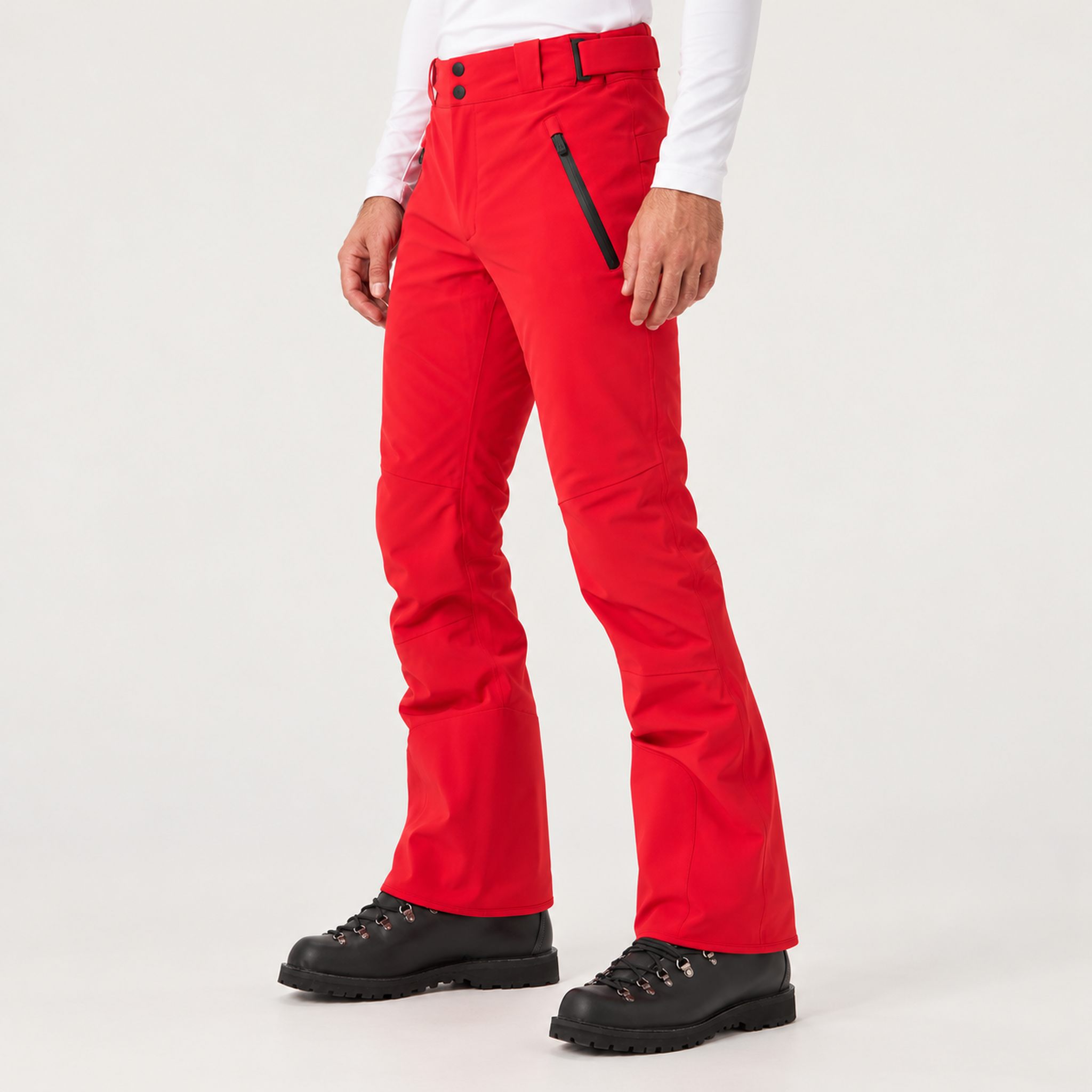 Toni Sailer mens Will Ski Pants in Signal Red – model side