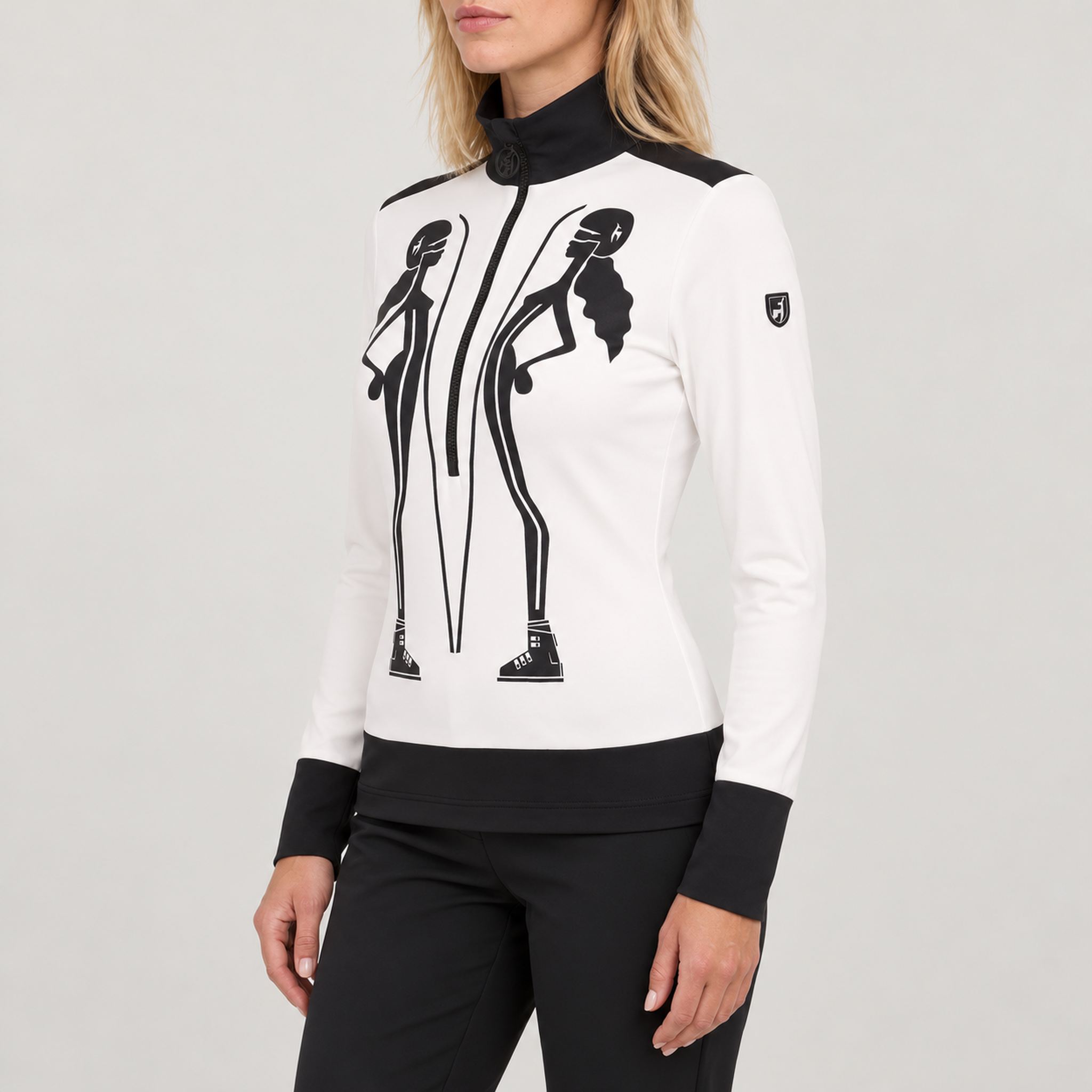 Toni Sailer women's Marylou Half Zip in Black – model side