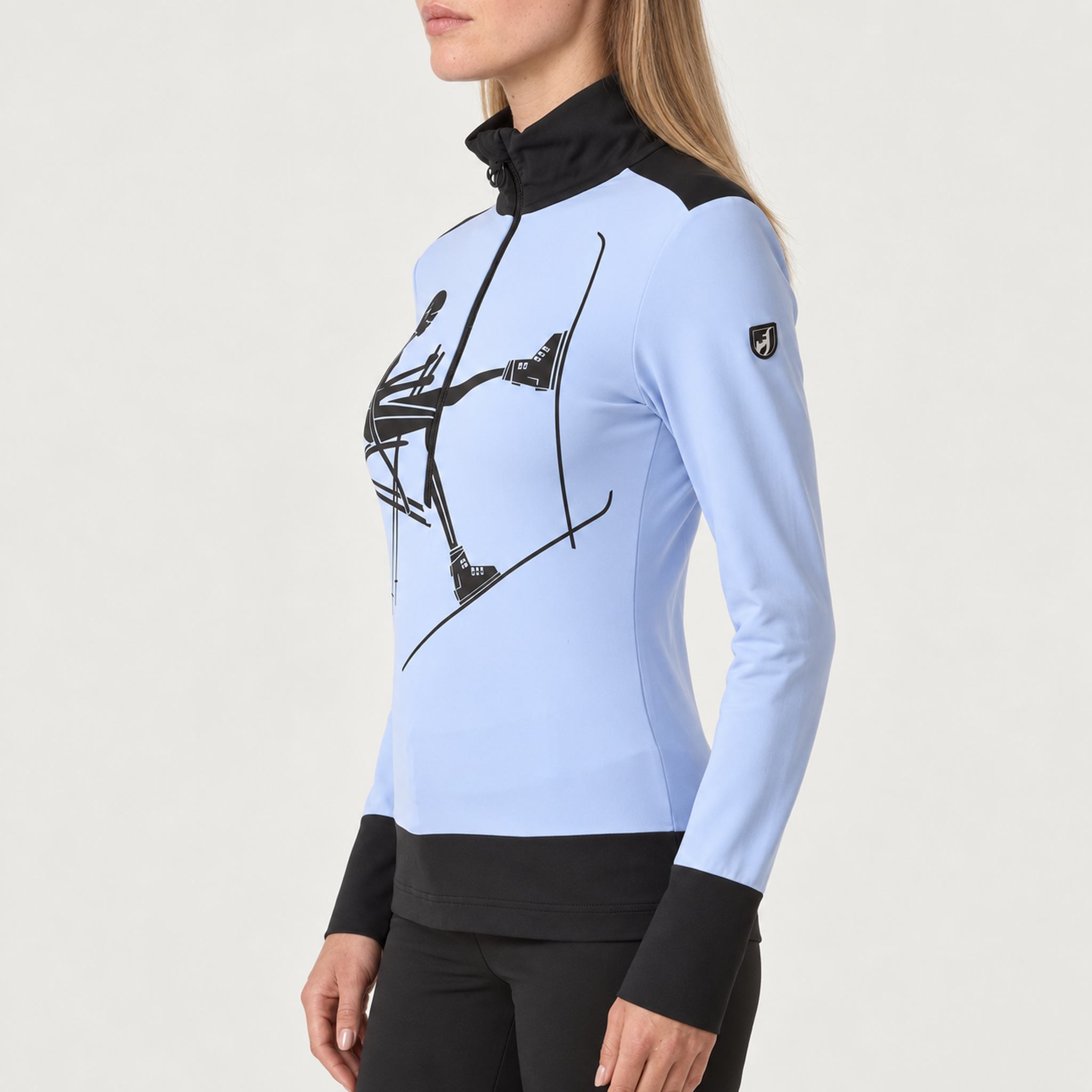 Toni Sailer womens Marylou Half Zip in Blue – model side